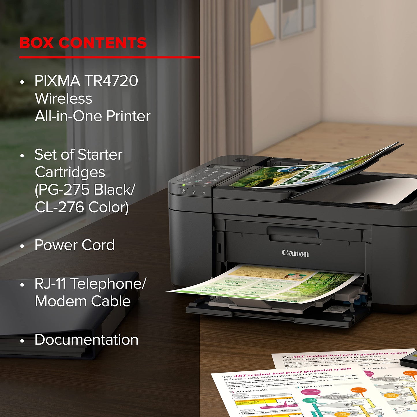 Canon PIXMA TR4720 All-in-One Wireless Printer for Home use, with Auto Document Feeder, Mobile Printing and Built-in Fax, Black