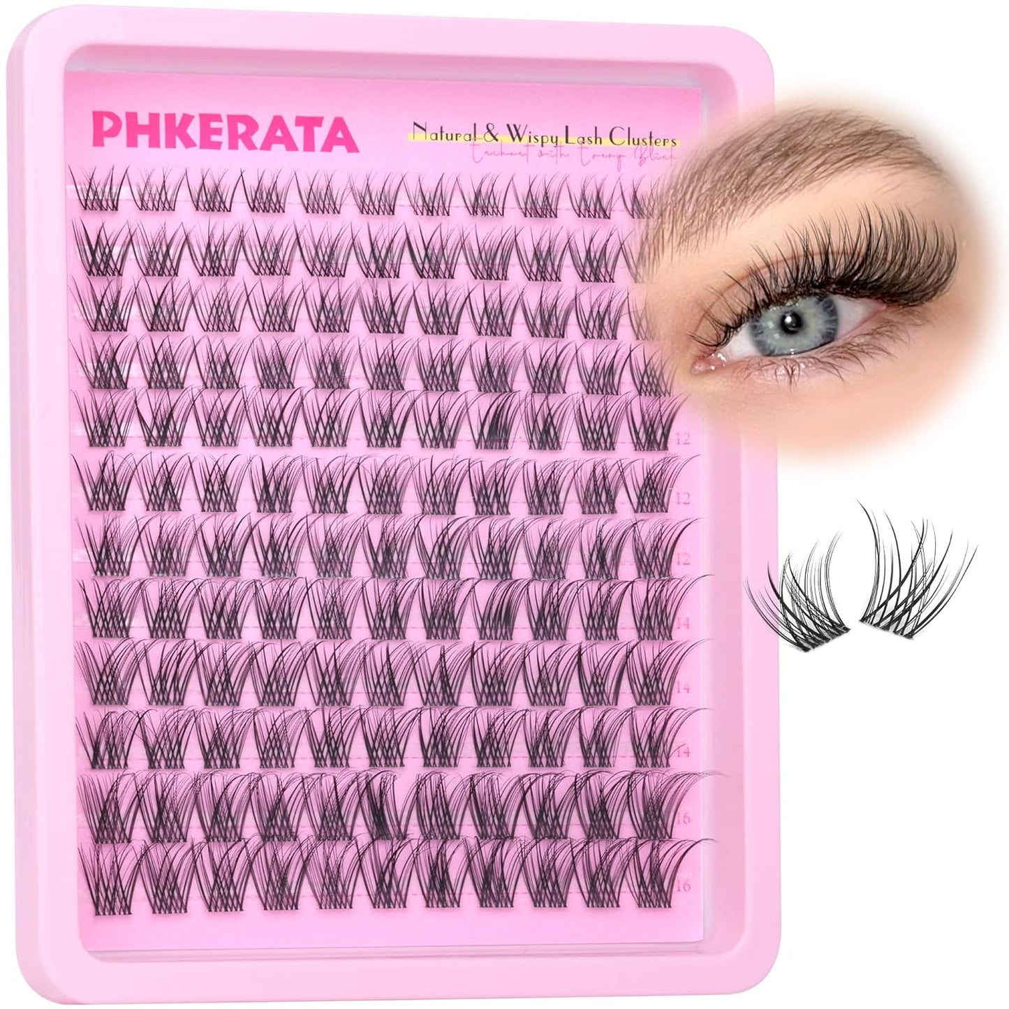 Natural Lash Clusters Wispy Eyelash Clusters 110 pcs Cluster Eyelash Extensions C Curl Individual Lashes 10-16 mm Mix Length Natural Look Lashes Clusters with Thin Lash Band