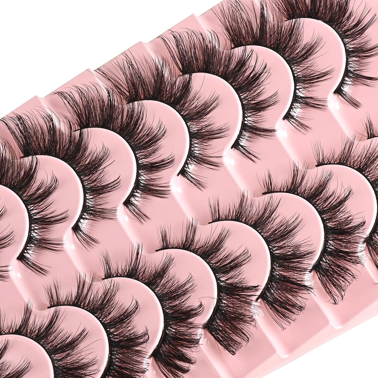 FARRED Natural Lashes Wispy False Eyelashes Fake Cat Eye Lashes Pack 10 Pairs Natural Look Lash Strips Fluffy Mink Eyelash Full Strip Lashes (C1 | 8-14MM)