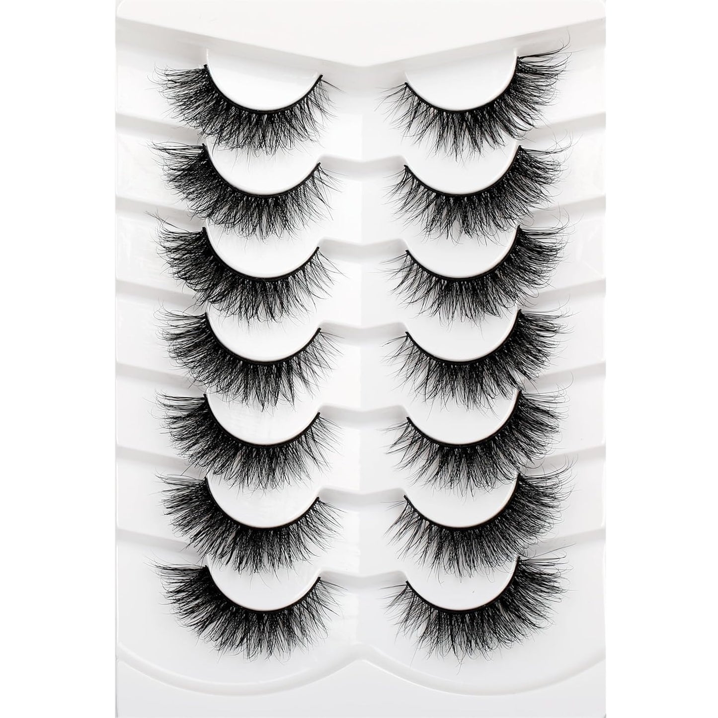 Pooplunch False Eyelashes Cat Eye Wispy Faux Mink Lashes Pack Fluffy Short Natural Fake Lashes 7 Pairs Multipack
