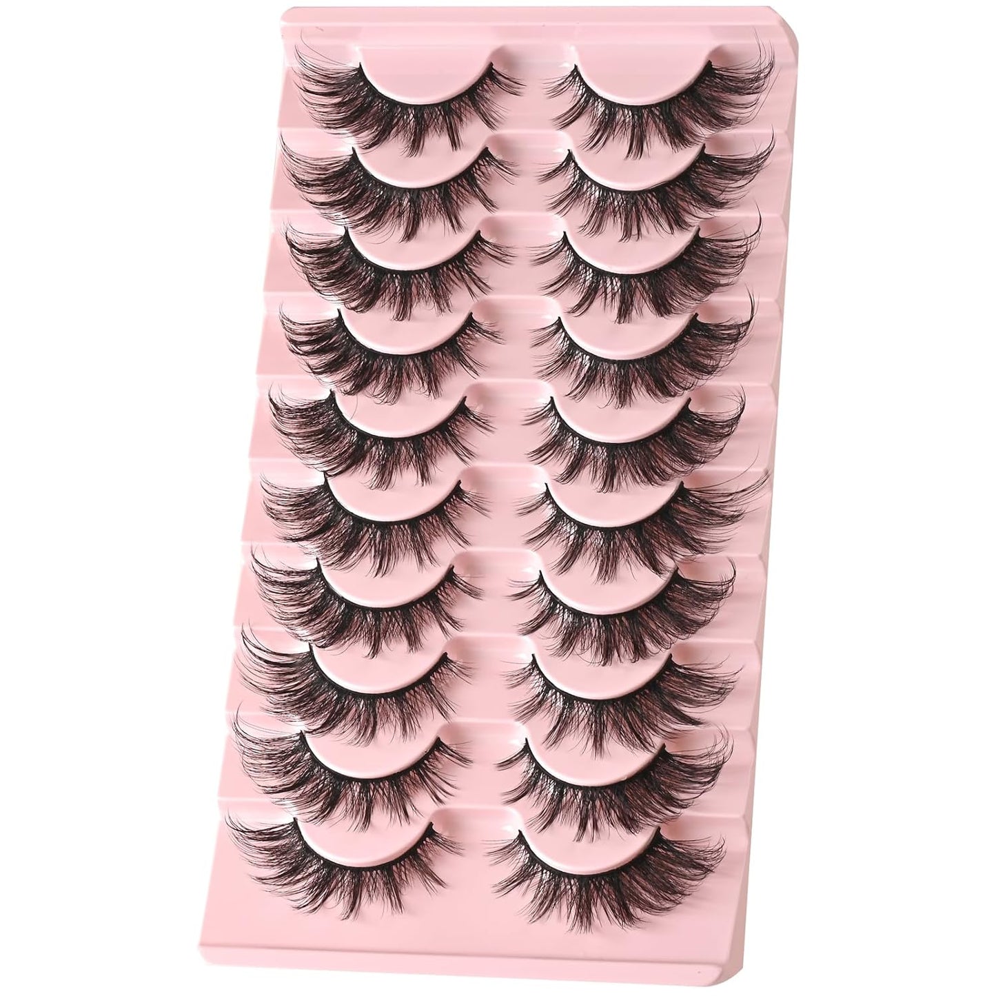 FARRED Natural Lashes Wispy False Eyelashes Fake Cat Eye Lashes Pack 10 Pairs Natural Look Lash Strips Fluffy Mink Eyelash Full Strip Lashes (C1 | 8-14MM)
