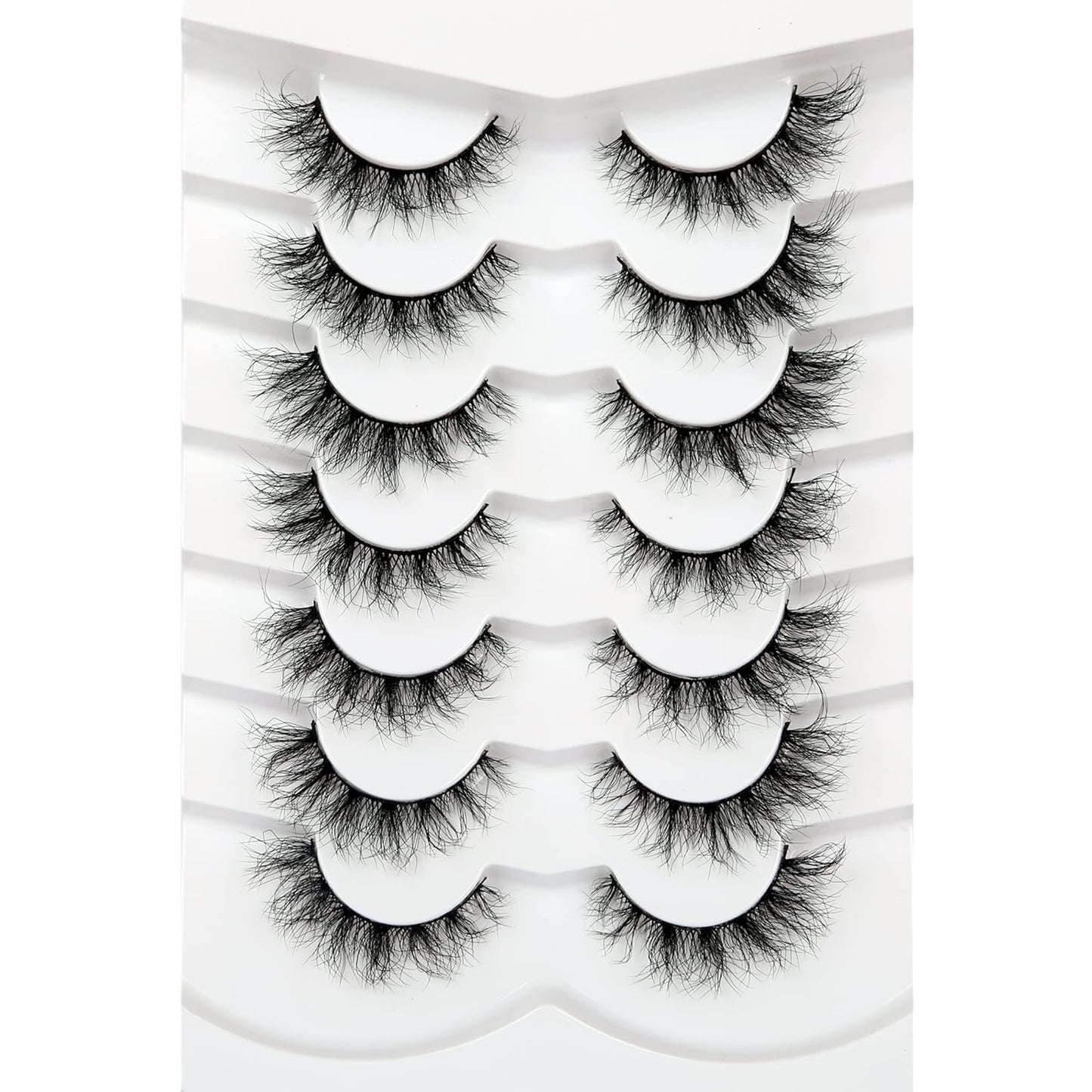 Pooplunch False Eyelashes Cat Eye Wispy Faux Mink Lashes Pack Fluffy Short Natural Fake Lashes 7 Pairs Multipack