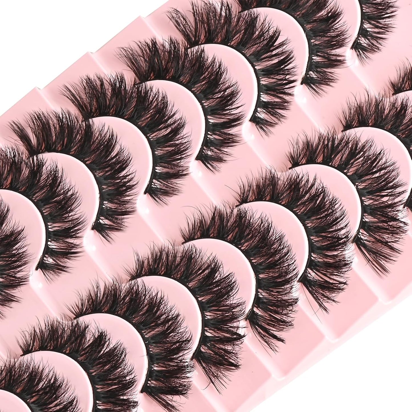 FARRED Natural Lashes Wispy False Eyelashes Fake Cat Eye Lashes Pack 10 Pairs Natural Look Lash Strips Fluffy Mink Eyelash Full Strip Lashes (C1 | 8-14MM)