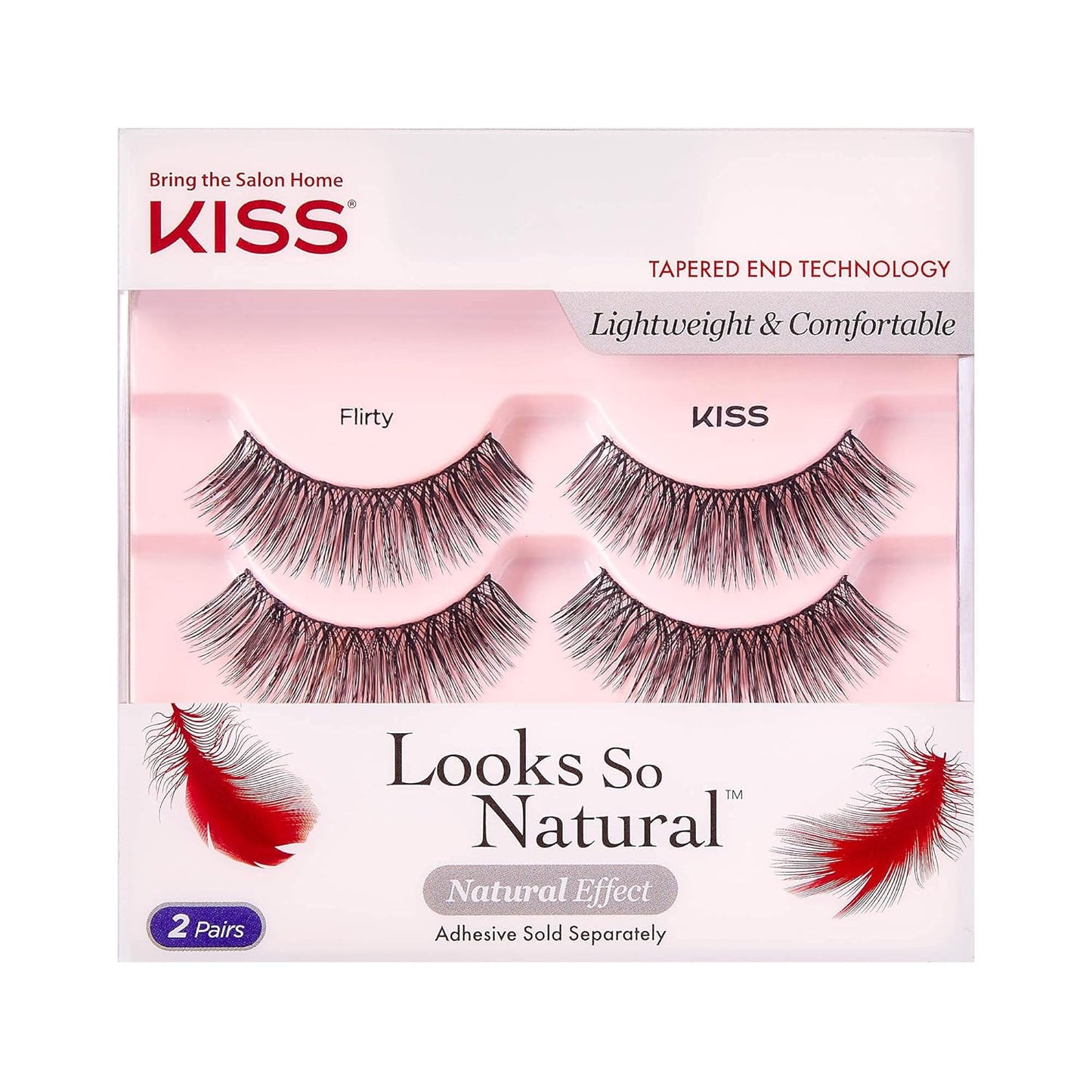 KISS Looks So Natural False Eyelashes Multipack, Lightweight & Comfortable, Tapered End Technology, Reusable, Cruelty-Free, Contact Lens Friendly, Style 'Shy', 5 Pairs Fake Eyelashes