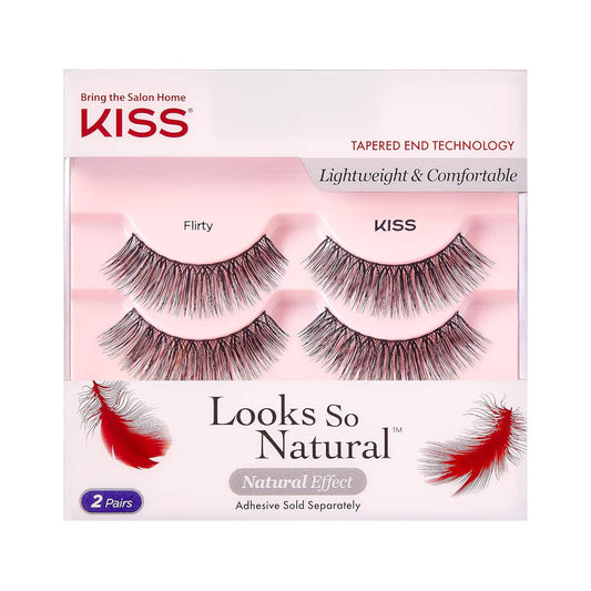 KISS Looks So Natural False Eyelashes Multipack, Lightweight & Comfortable, Tapered End Technology, Reusable, Cruelty-Free, Contact Lens Friendly, Style 'Shy', 5 Pairs Fake Eyelashes