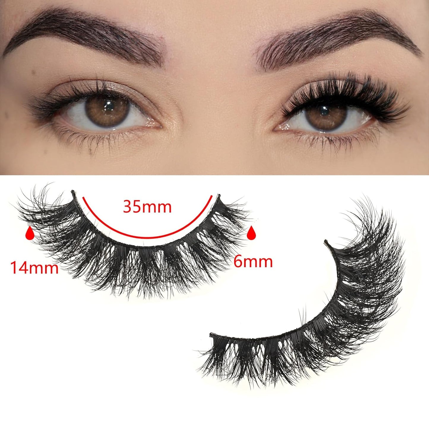 FARRED Natural Lashes Wispy False Eyelashes Fake Cat Eye Lashes Pack 10 Pairs Natural Look Lash Strips Fluffy Mink Eyelash Full Strip Lashes (C1 | 8-14MM)