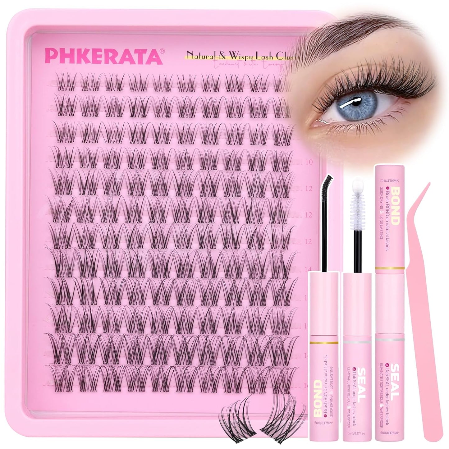 Natural Lash Clusters Wispy Eyelash Clusters 110 pcs Cluster Eyelash Extensions C Curl Individual Lashes 10-16 mm Mix Length Natural Look Lashes Clusters with Thin Lash Band