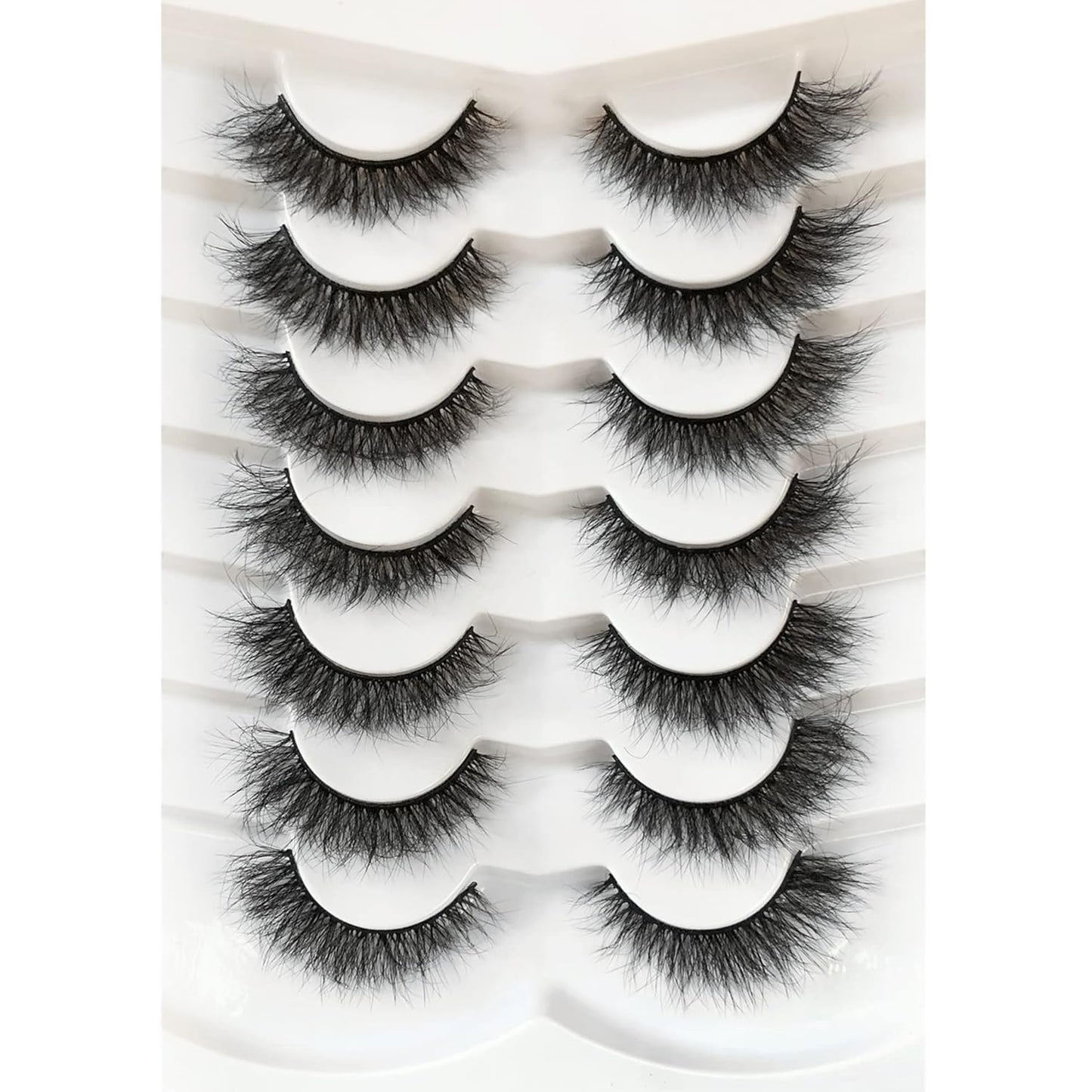 Pooplunch False Eyelashes Cat Eye Wispy Faux Mink Lashes Pack Fluffy Short Natural Fake Lashes 7 Pairs Multipack