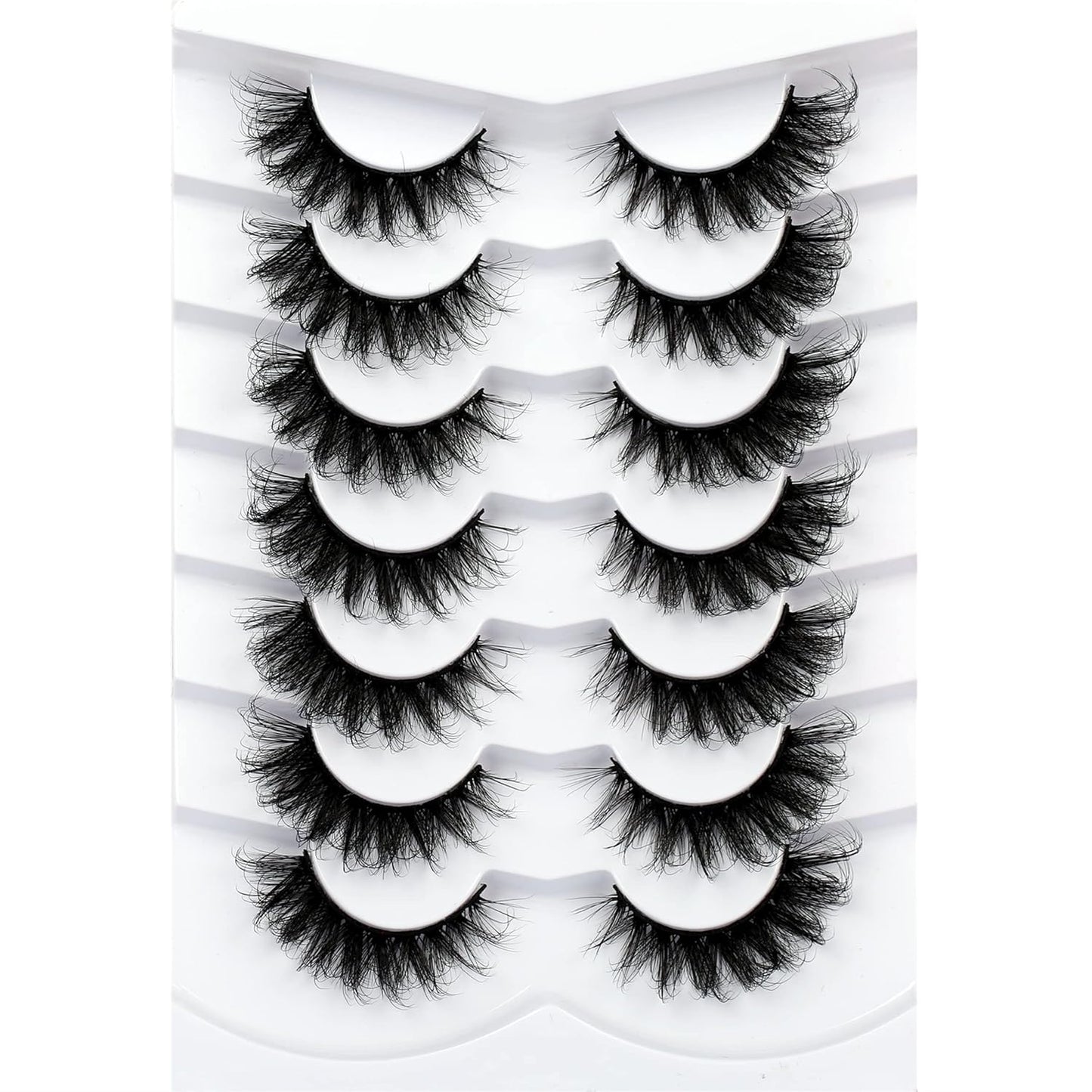 Pooplunch False Eyelashes Cat Eye Wispy Faux Mink Lashes Pack Fluffy Short Natural Fake Lashes 7 Pairs Multipack