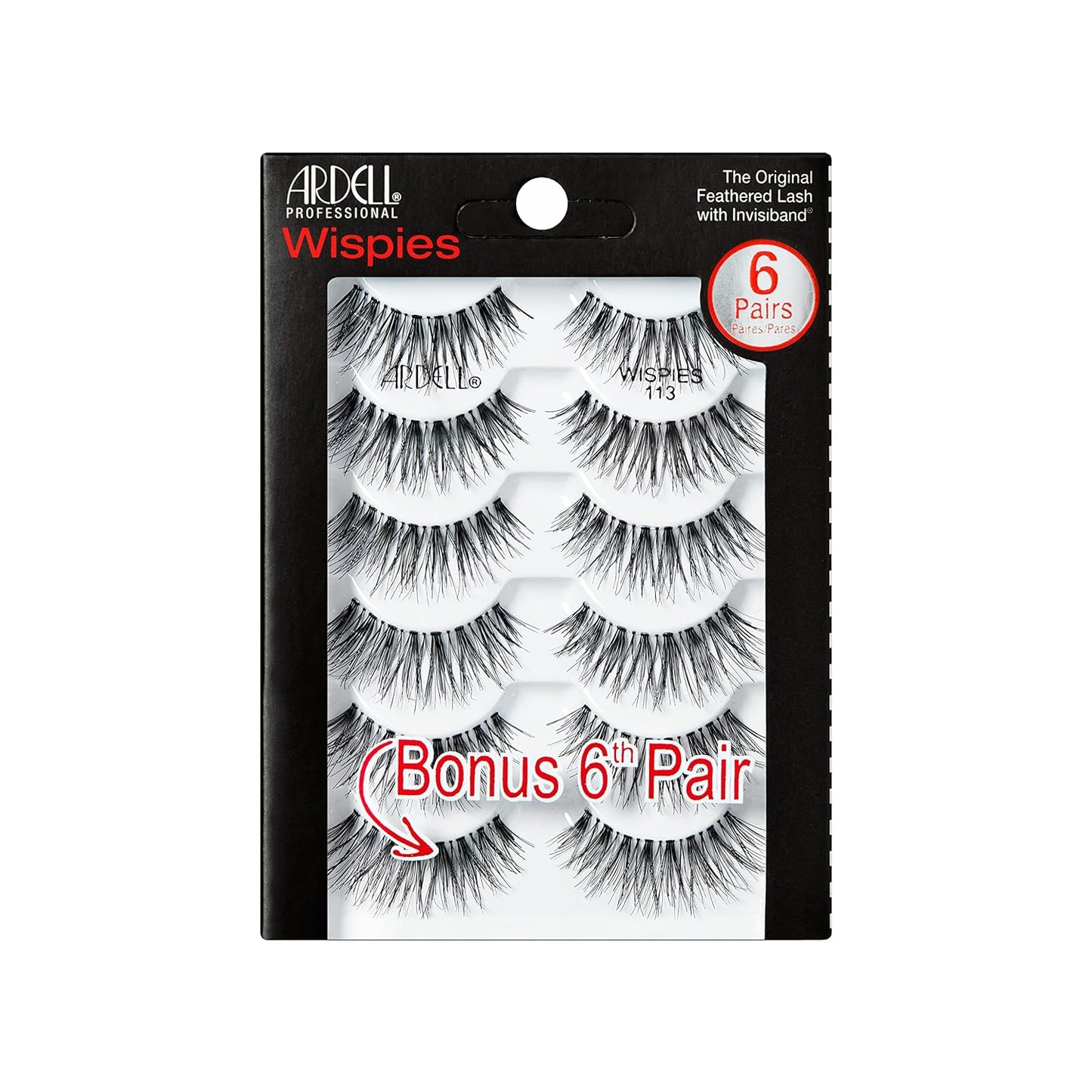 Ardell Demi Wispies - Black, The Original Feathered Lash with Invisiband, 6 pairs, 1-pack