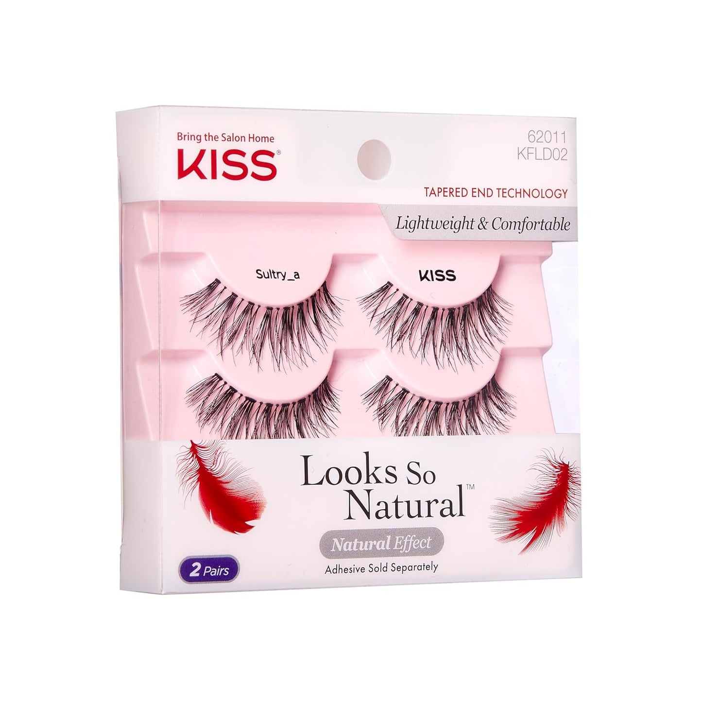 KISS Looks So Natural False Eyelashes Multipack, Lightweight & Comfortable, Tapered End Technology, Reusable, Cruelty-Free, Contact Lens Friendly, Style 'Shy', 5 Pairs Fake Eyelashes