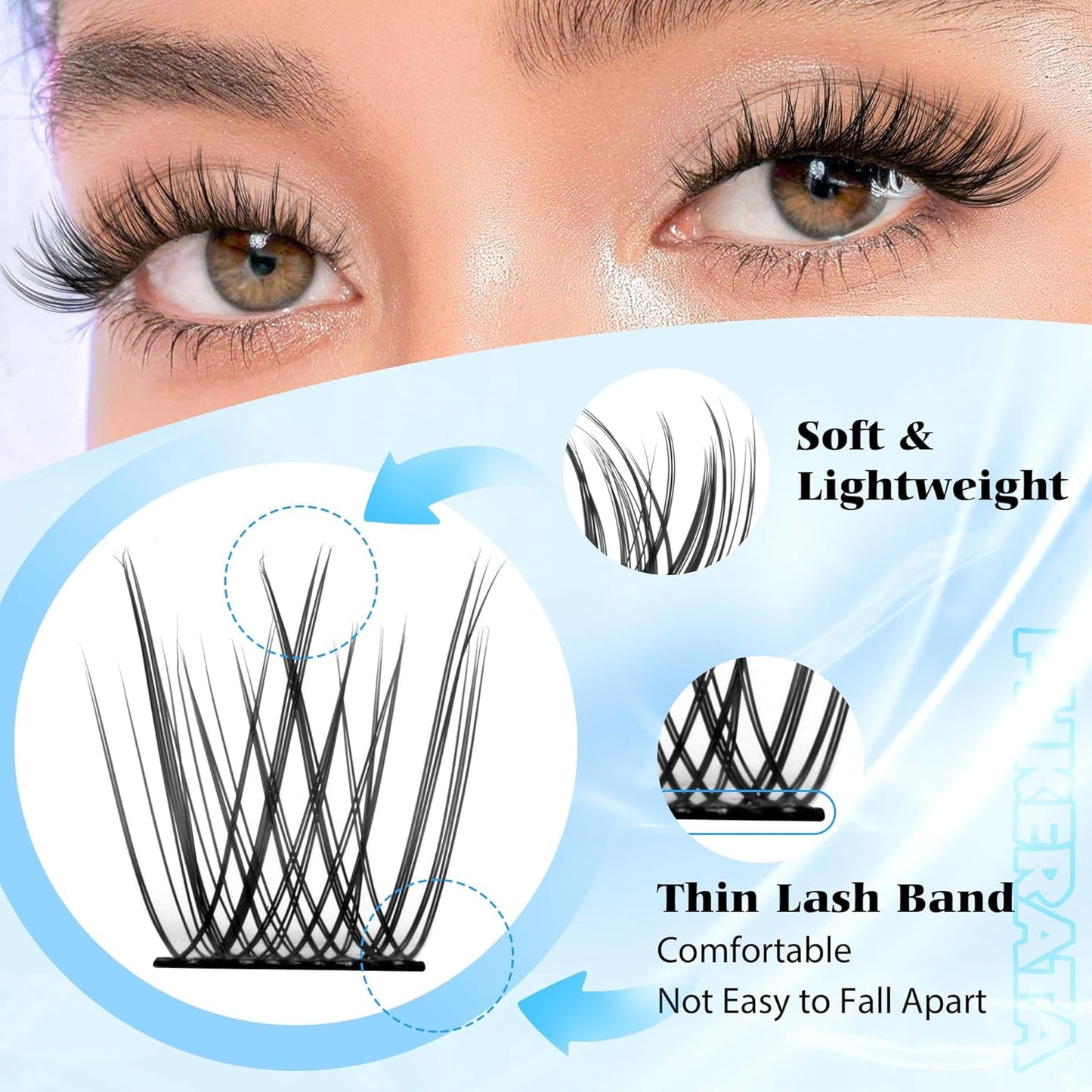 Natural Lash Clusters Wispy Eyelash Clusters 110 pcs Cluster Eyelash Extensions C Curl Individual Lashes 10-16 mm Mix Length Natural Look Lashes Clusters with Thin Lash Band