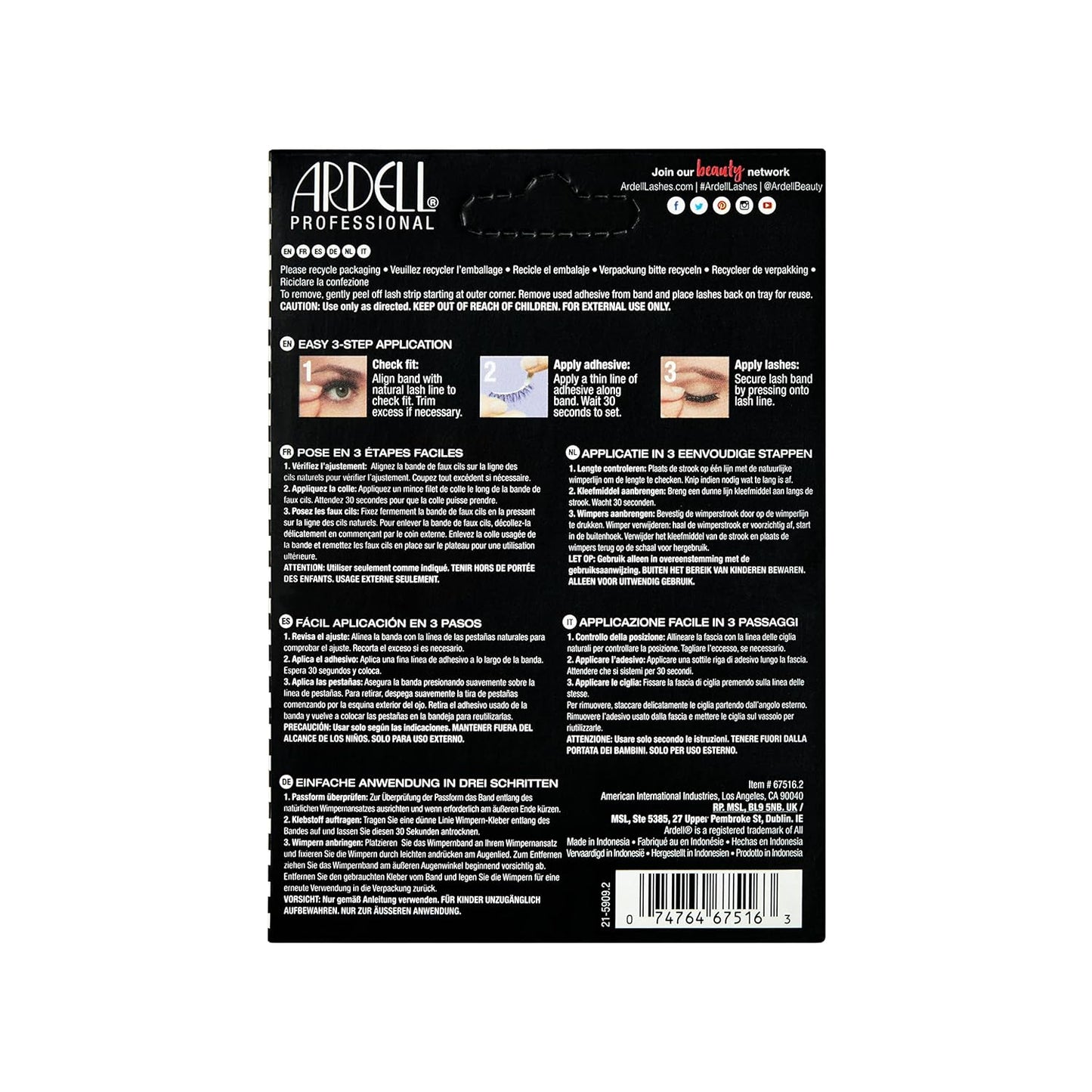 Ardell Demi Wispies - Black, The Original Feathered Lash with Invisiband, 6 pairs, 1-pack