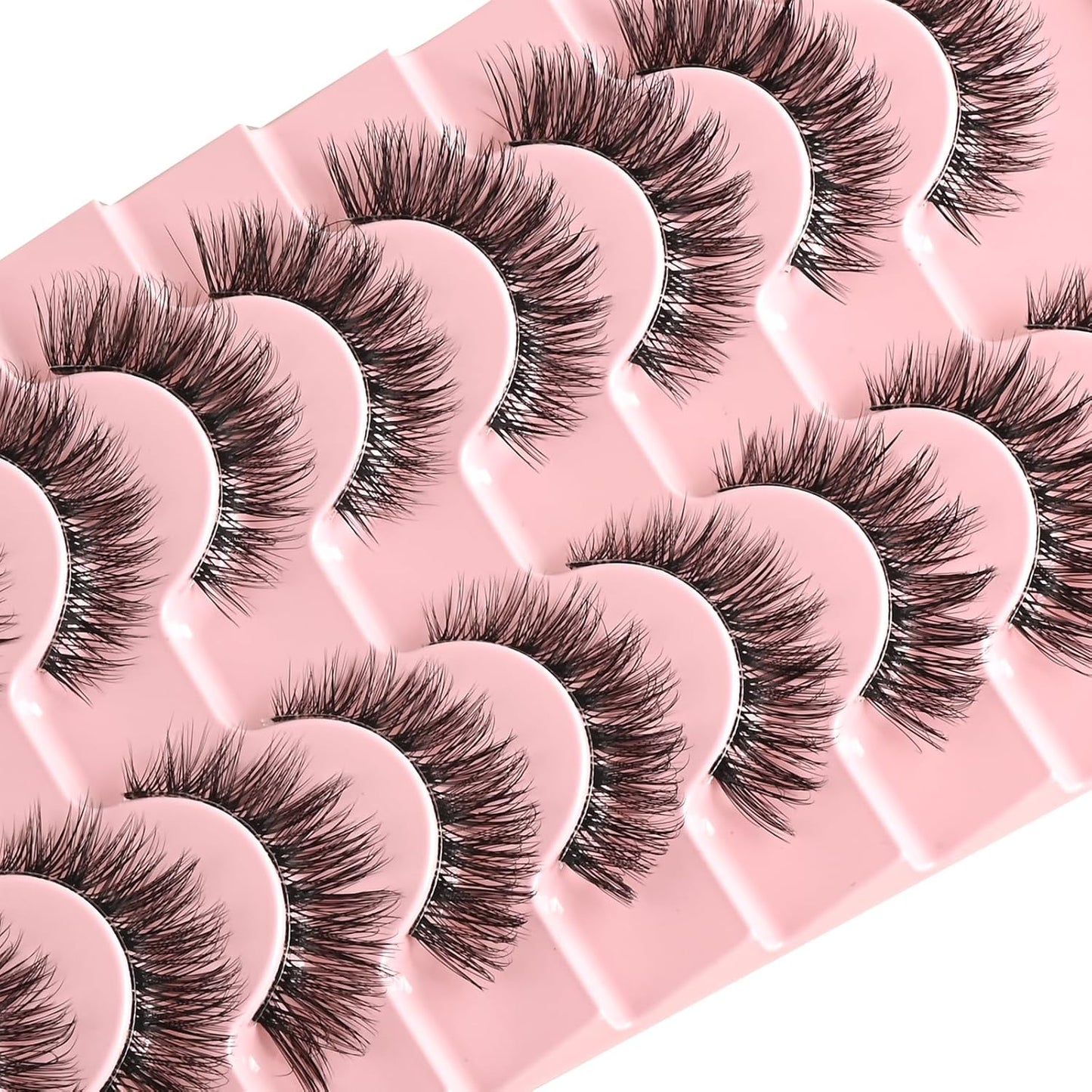 FARRED Natural Lashes Wispy False Eyelashes Fake Cat Eye Lashes Pack 10 Pairs Natural Look Lash Strips Fluffy Mink Eyelash Full Strip Lashes (C1 | 8-14MM)