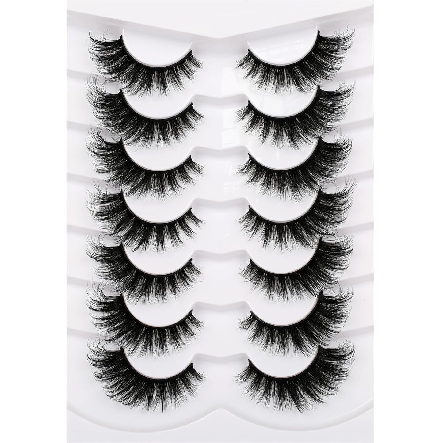 Pooplunch False Eyelashes Cat Eye Wispy Faux Mink Lashes Pack Fluffy Short Natural Fake Lashes 7 Pairs Multipack