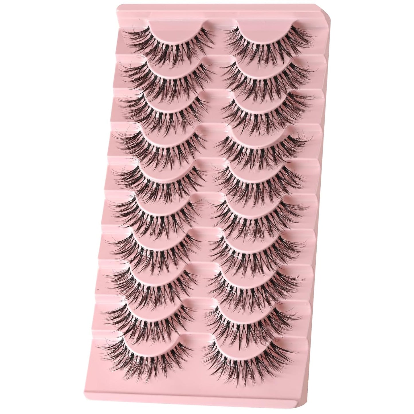FARRED Natural Lashes Wispy False Eyelashes Fake Cat Eye Lashes Pack 10 Pairs Natural Look Lash Strips Fluffy Mink Eyelash Full Strip Lashes (C1 | 8-14MM)