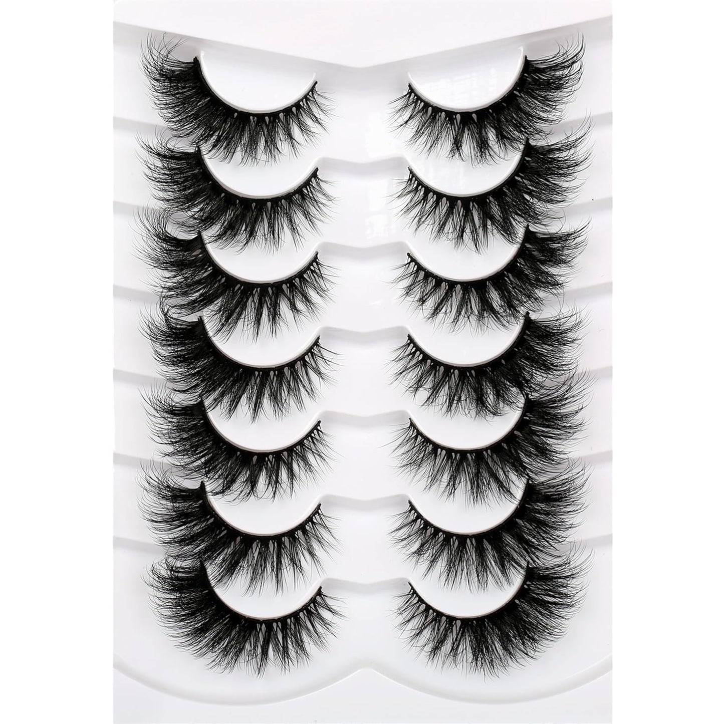 Pooplunch False Eyelashes Cat Eye Wispy Faux Mink Lashes Pack Fluffy Short Natural Fake Lashes 7 Pairs Multipack
