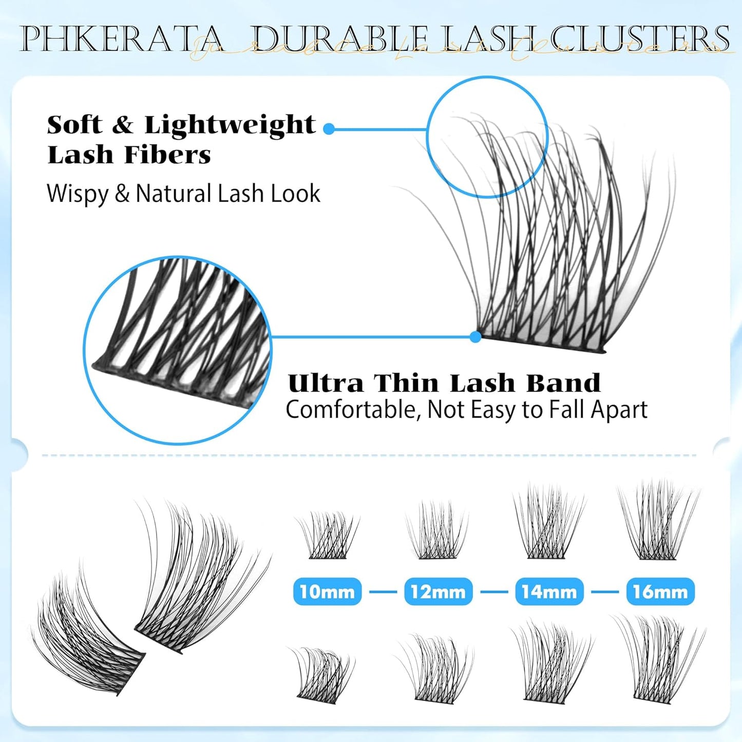 Natural Lash Clusters Wispy Eyelash Clusters 110 pcs Cluster Eyelash Extensions C Curl Individual Lashes 10-16 mm Mix Length Natural Look Lashes Clusters with Thin Lash Band