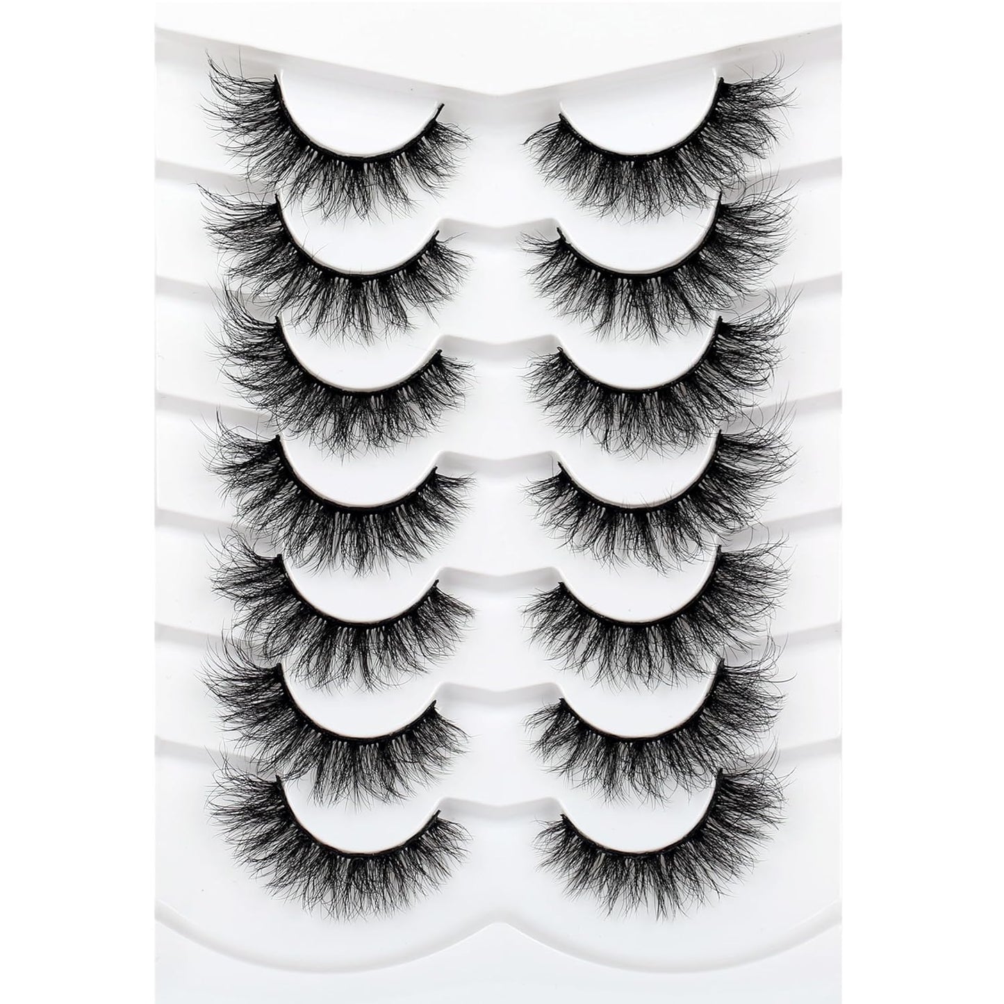 Pooplunch False Eyelashes Cat Eye Wispy Faux Mink Lashes Pack Fluffy Short Natural Fake Lashes 7 Pairs Multipack