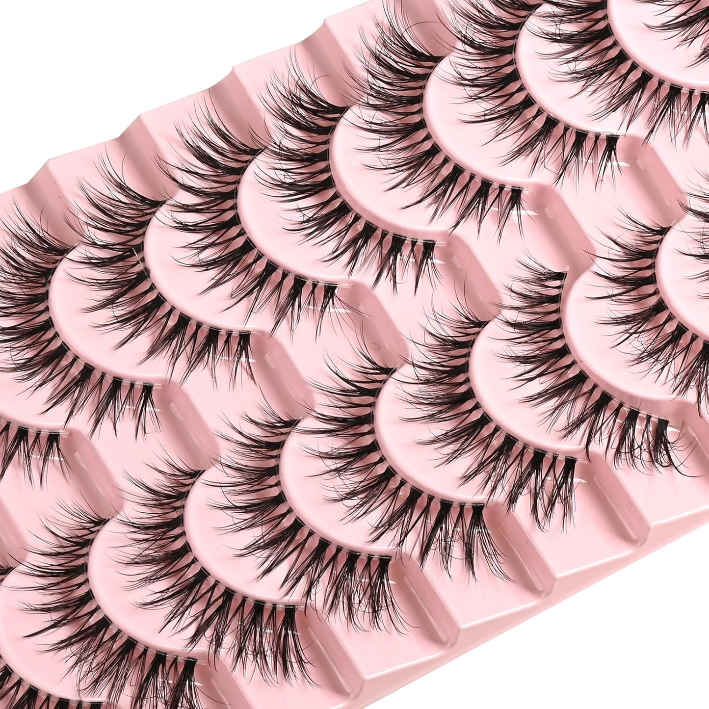 FARRED Natural Lashes Wispy False Eyelashes Fake Cat Eye Lashes Pack 10 Pairs Natural Look Lash Strips Fluffy Mink Eyelash Full Strip Lashes (C1 | 8-14MM)