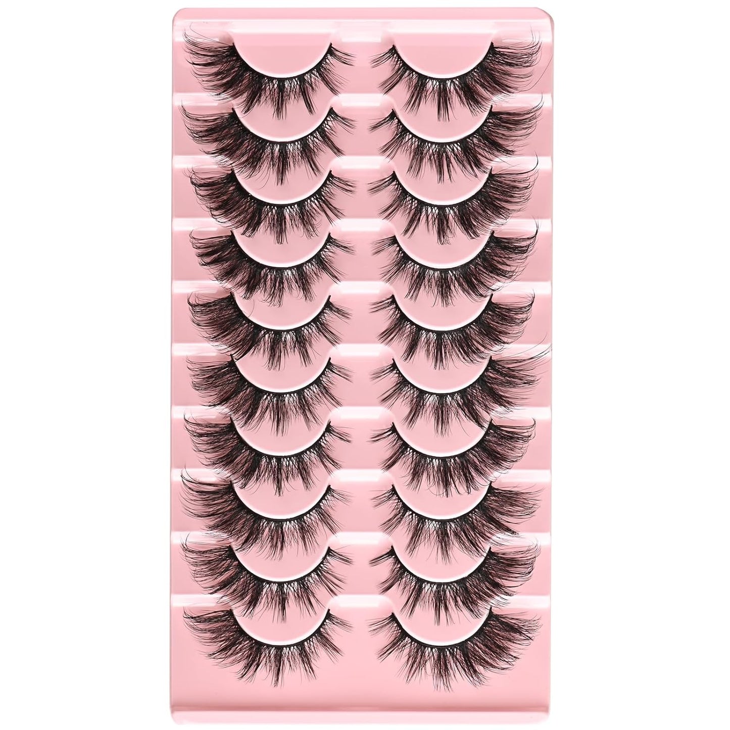 FARRED Natural Lashes Wispy False Eyelashes Fake Cat Eye Lashes Pack 10 Pairs Natural Look Lash Strips Fluffy Mink Eyelash Full Strip Lashes (C1 | 8-14MM)