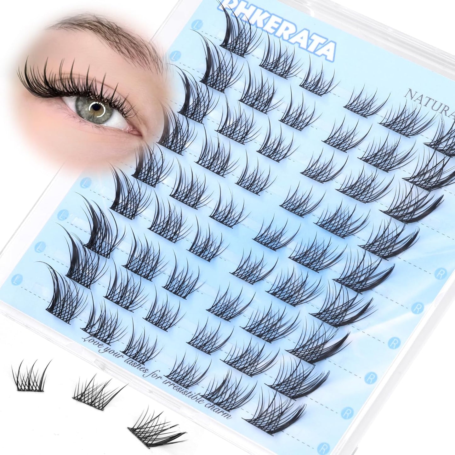Natural Lash Clusters Wispy Eyelash Clusters 110 pcs Cluster Eyelash Extensions C Curl Individual Lashes 10-16 mm Mix Length Natural Look Lashes Clusters with Thin Lash Band