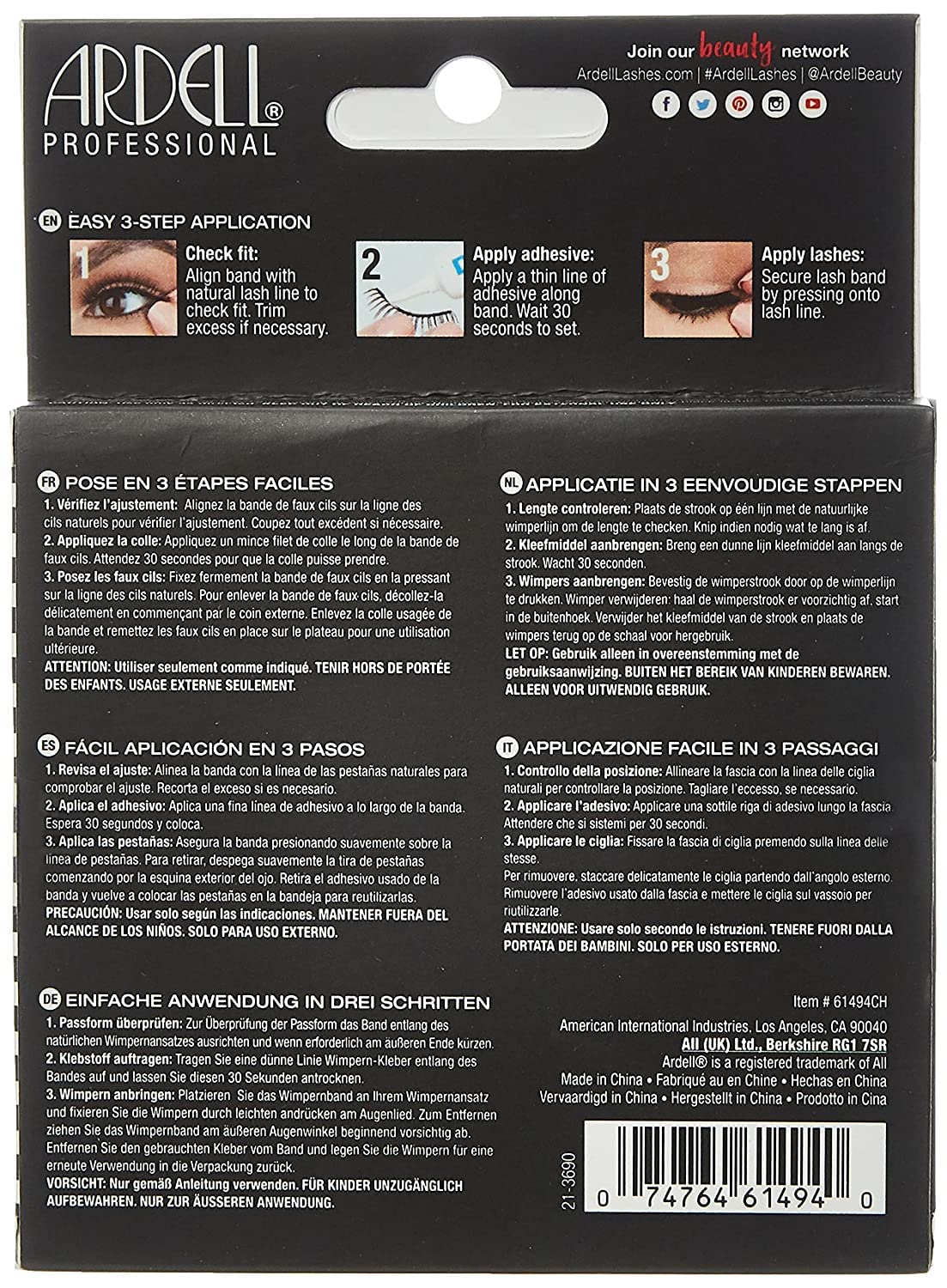 Ardell Demi Wispies - Black, The Original Feathered Lash with Invisiband, 6 pairs, 1-pack