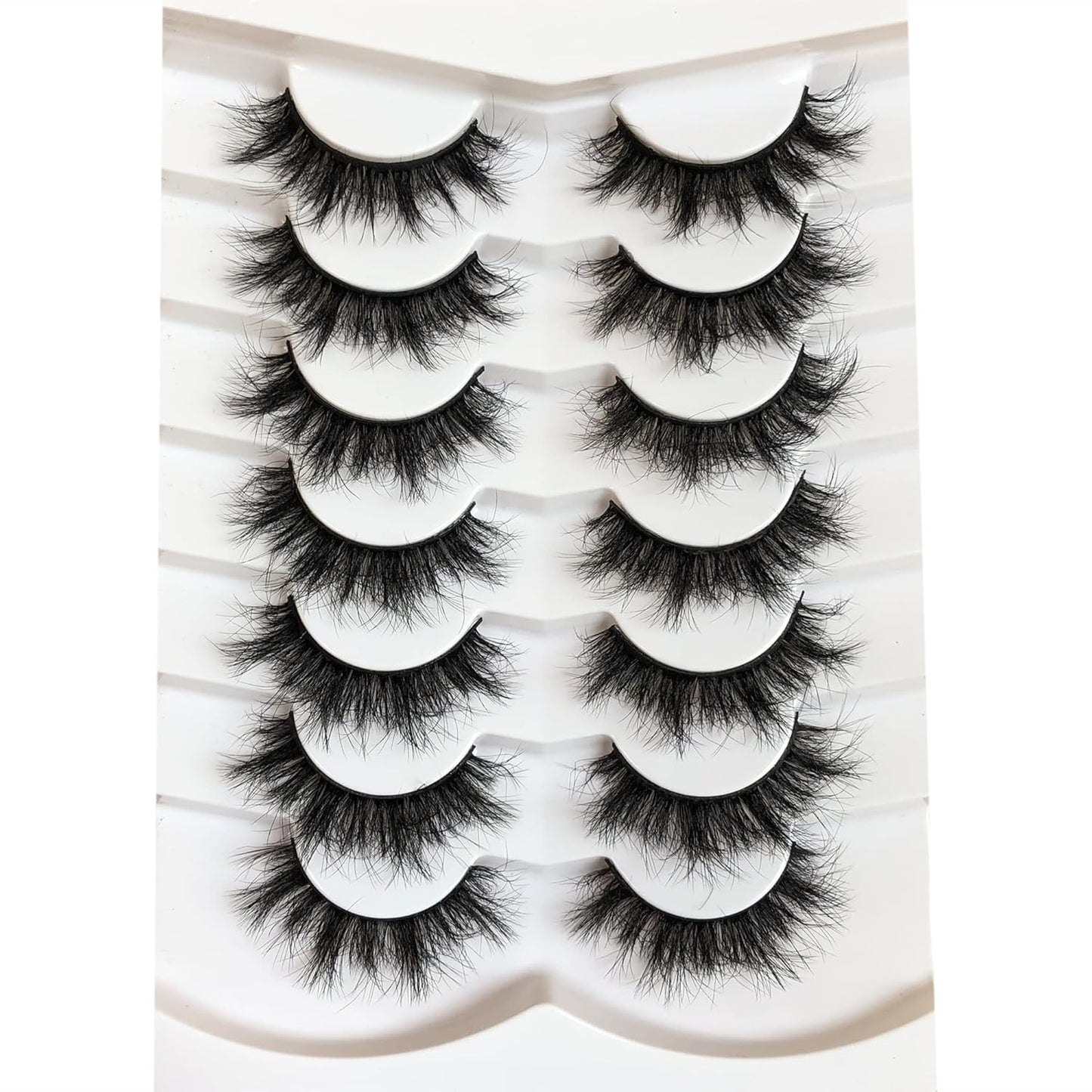 Pooplunch False Eyelashes Cat Eye Wispy Faux Mink Lashes Pack Fluffy Short Natural Fake Lashes 7 Pairs Multipack