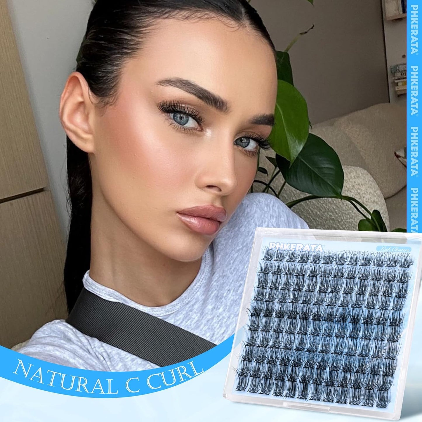 Natural Lash Clusters Wispy Eyelash Clusters 110 pcs Cluster Eyelash Extensions C Curl Individual Lashes 10-16 mm Mix Length Natural Look Lashes Clusters with Thin Lash Band