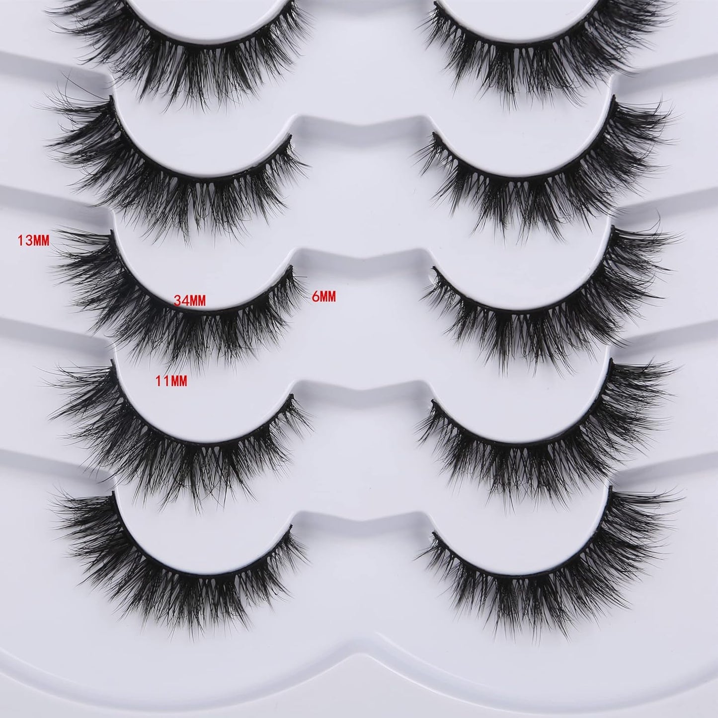 Pooplunch False Eyelashes Cat Eye Wispy Faux Mink Lashes Pack Fluffy Short Natural Fake Lashes 7 Pairs Multipack