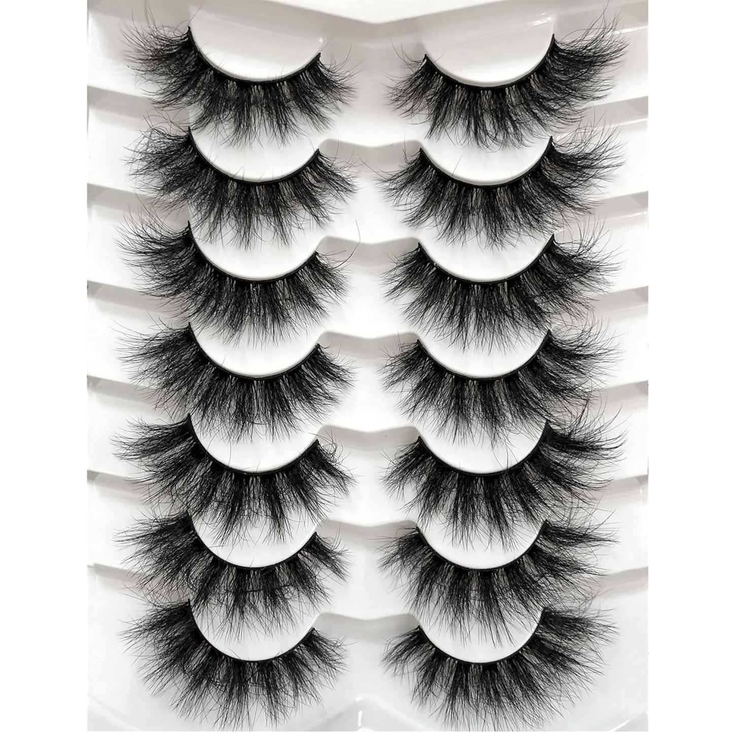 Pooplunch False Eyelashes Cat Eye Wispy Faux Mink Lashes Pack Fluffy Short Natural Fake Lashes 7 Pairs Multipack