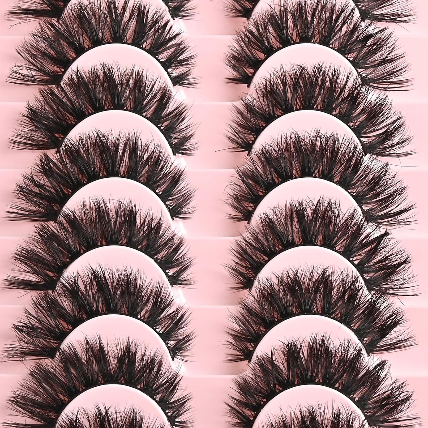 FARRED Natural Lashes Wispy False Eyelashes Fake Cat Eye Lashes Pack 10 Pairs Natural Look Lash Strips Fluffy Mink Eyelash Full Strip Lashes (C1 | 8-14MM)