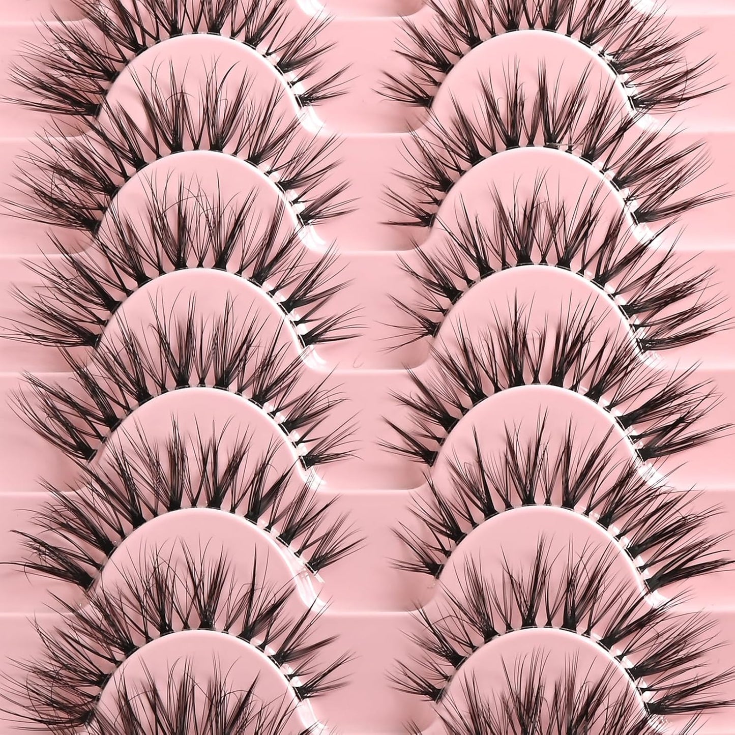 FARRED Natural Lashes Wispy False Eyelashes Fake Cat Eye Lashes Pack 10 Pairs Natural Look Lash Strips Fluffy Mink Eyelash Full Strip Lashes (C1 | 8-14MM)