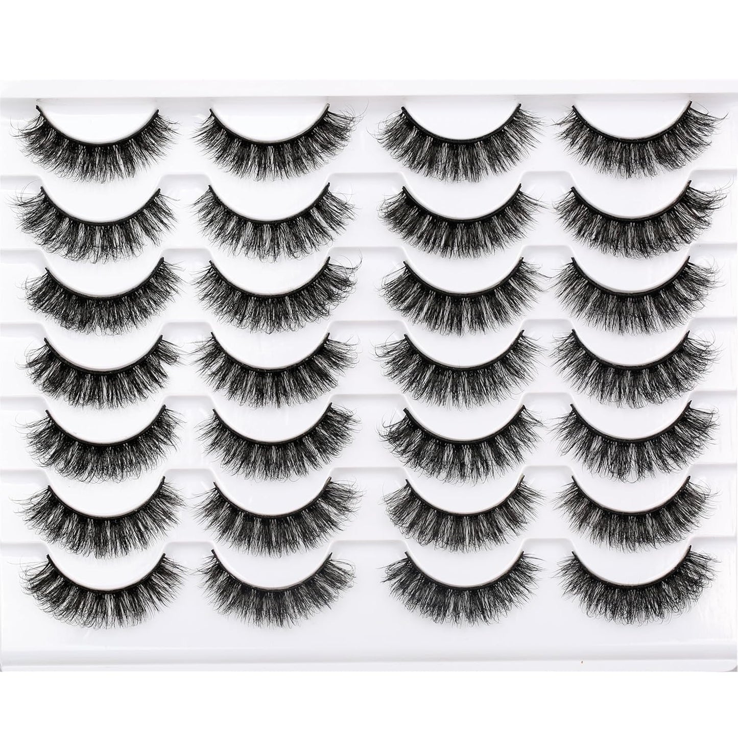 Pooplunch False Eyelashes Cat Eye Wispy Faux Mink Lashes Pack Fluffy Short Natural Fake Lashes 7 Pairs Multipack