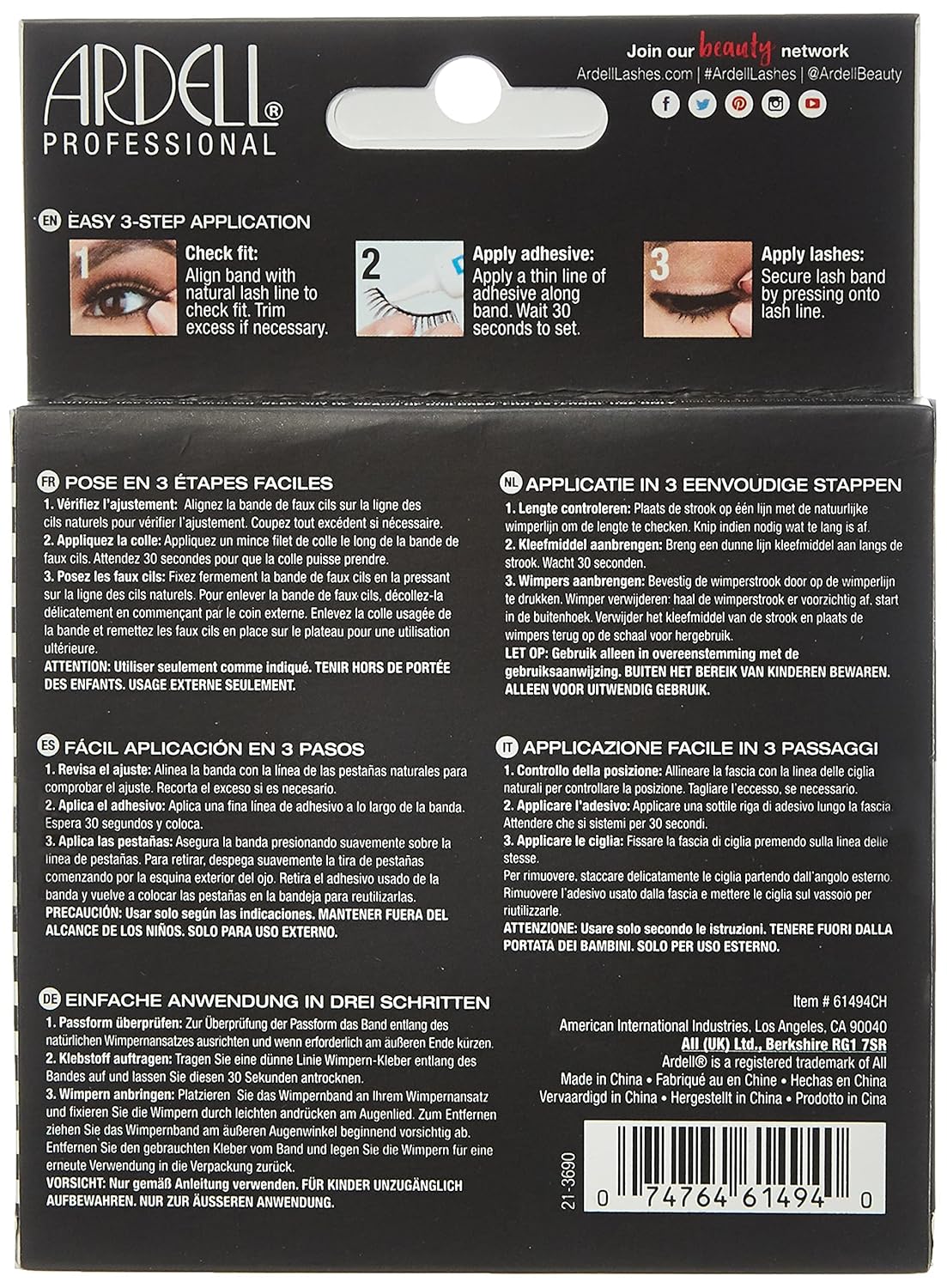 Ardell Demi Wispies - Black, The Original Feathered Lash with Invisiband, 6 pairs, 1-pack