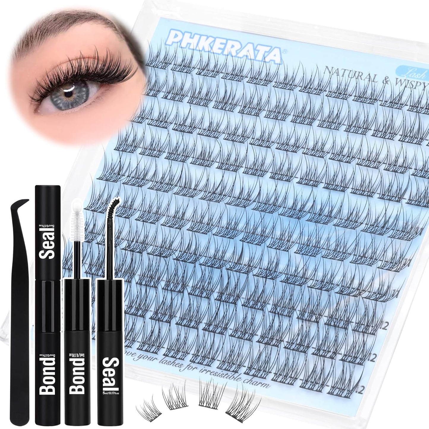Natural Lash Clusters Wispy Eyelash Clusters 110 pcs Cluster Eyelash Extensions C Curl Individual Lashes 10-16 mm Mix Length Natural Look Lashes Clusters with Thin Lash Band