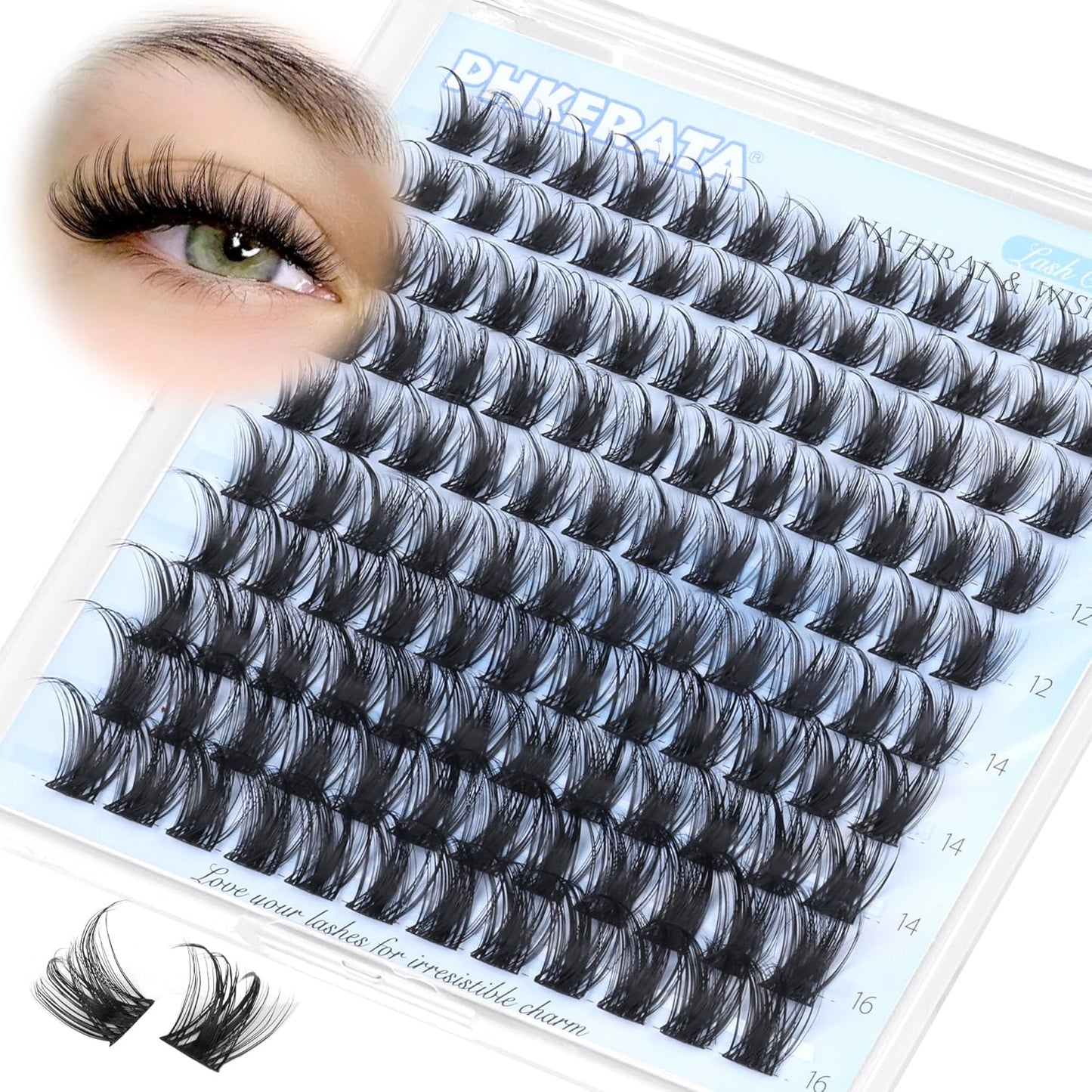 Natural Lash Clusters Wispy Eyelash Clusters 110 pcs Cluster Eyelash Extensions C Curl Individual Lashes 10-16 mm Mix Length Natural Look Lashes Clusters with Thin Lash Band