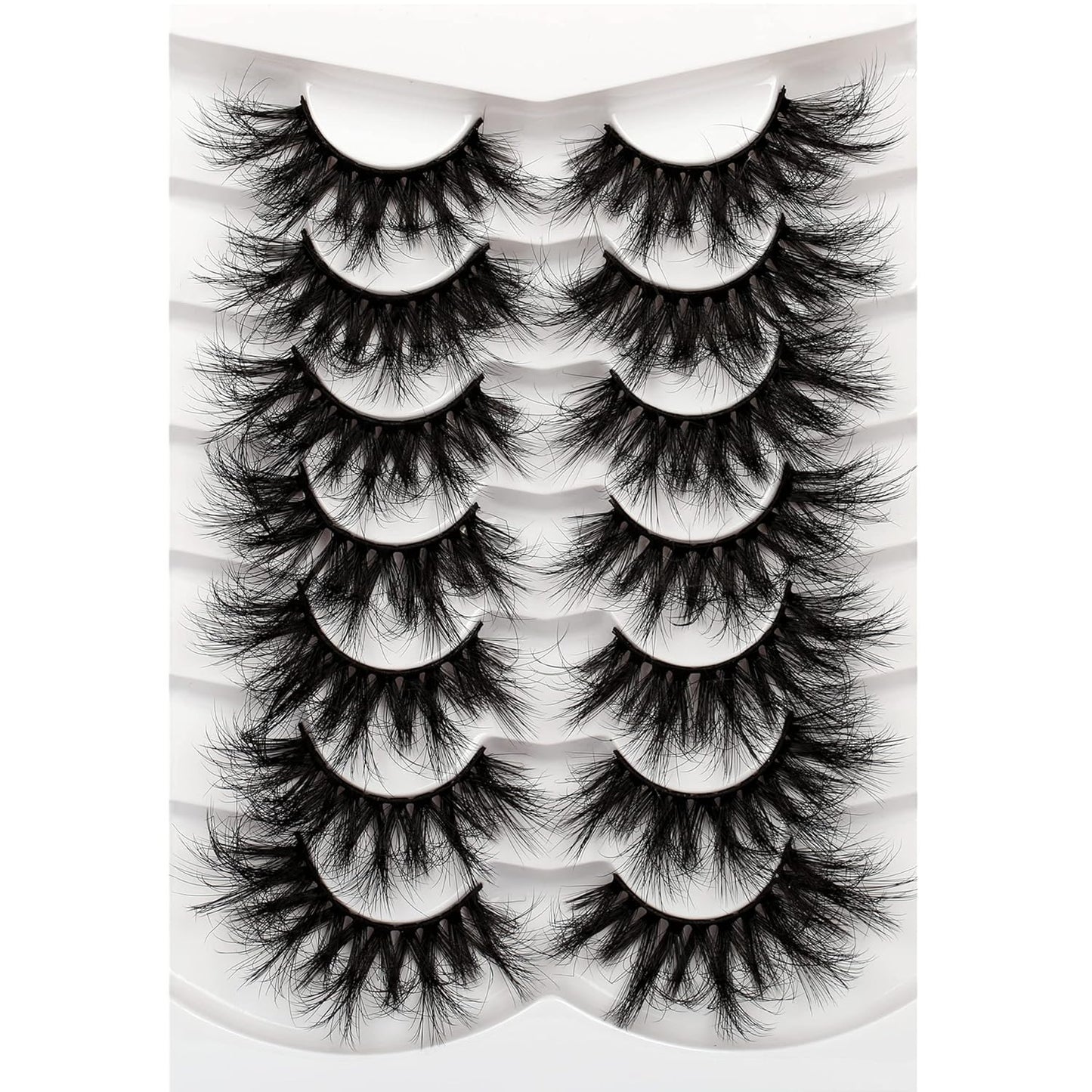 Pooplunch False Eyelashes Cat Eye Wispy Faux Mink Lashes Pack Fluffy Short Natural Fake Lashes 7 Pairs Multipack
