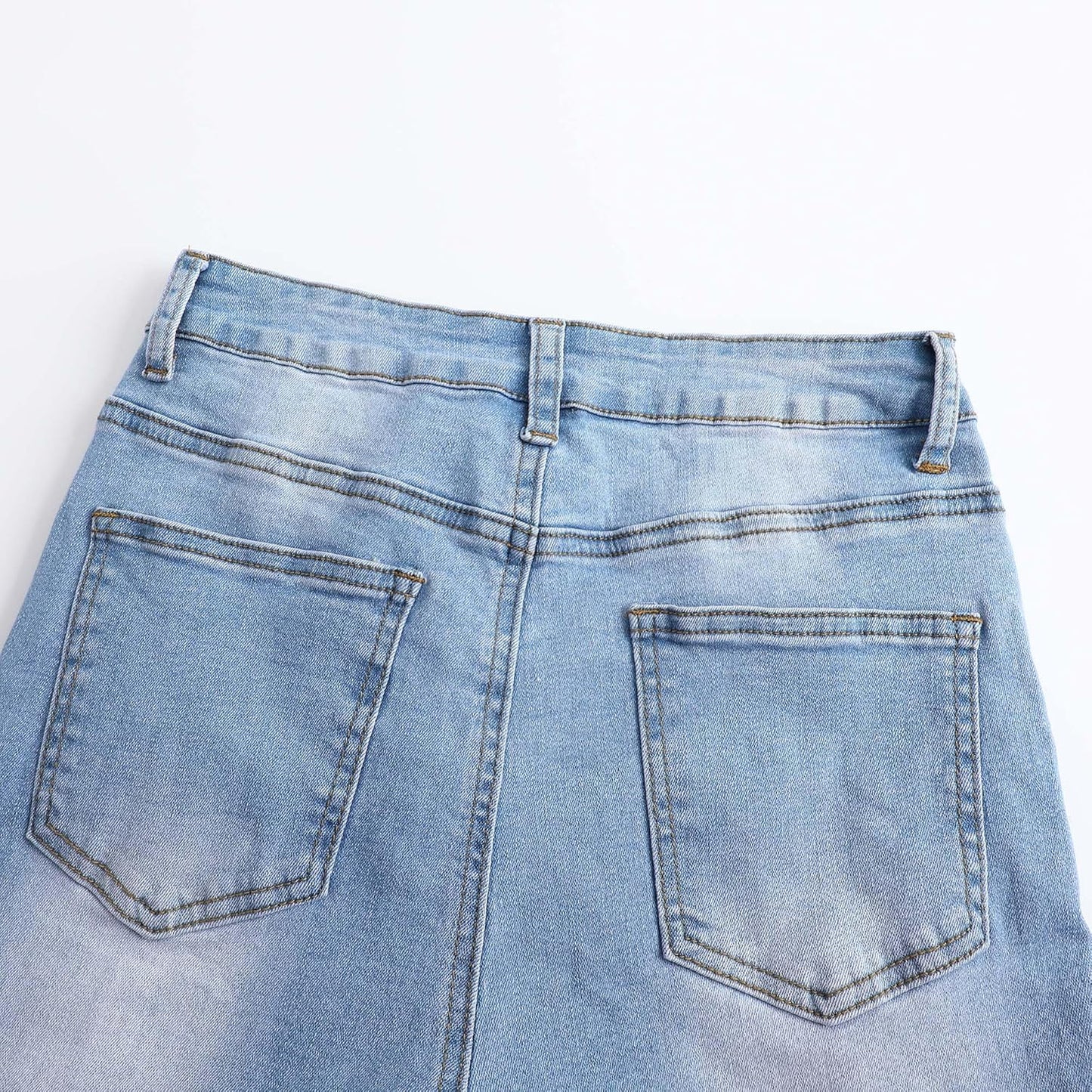 THUNDER STAR Womens High Waisted Wide Leg Jeans Stretchy Distressed Denim Pants