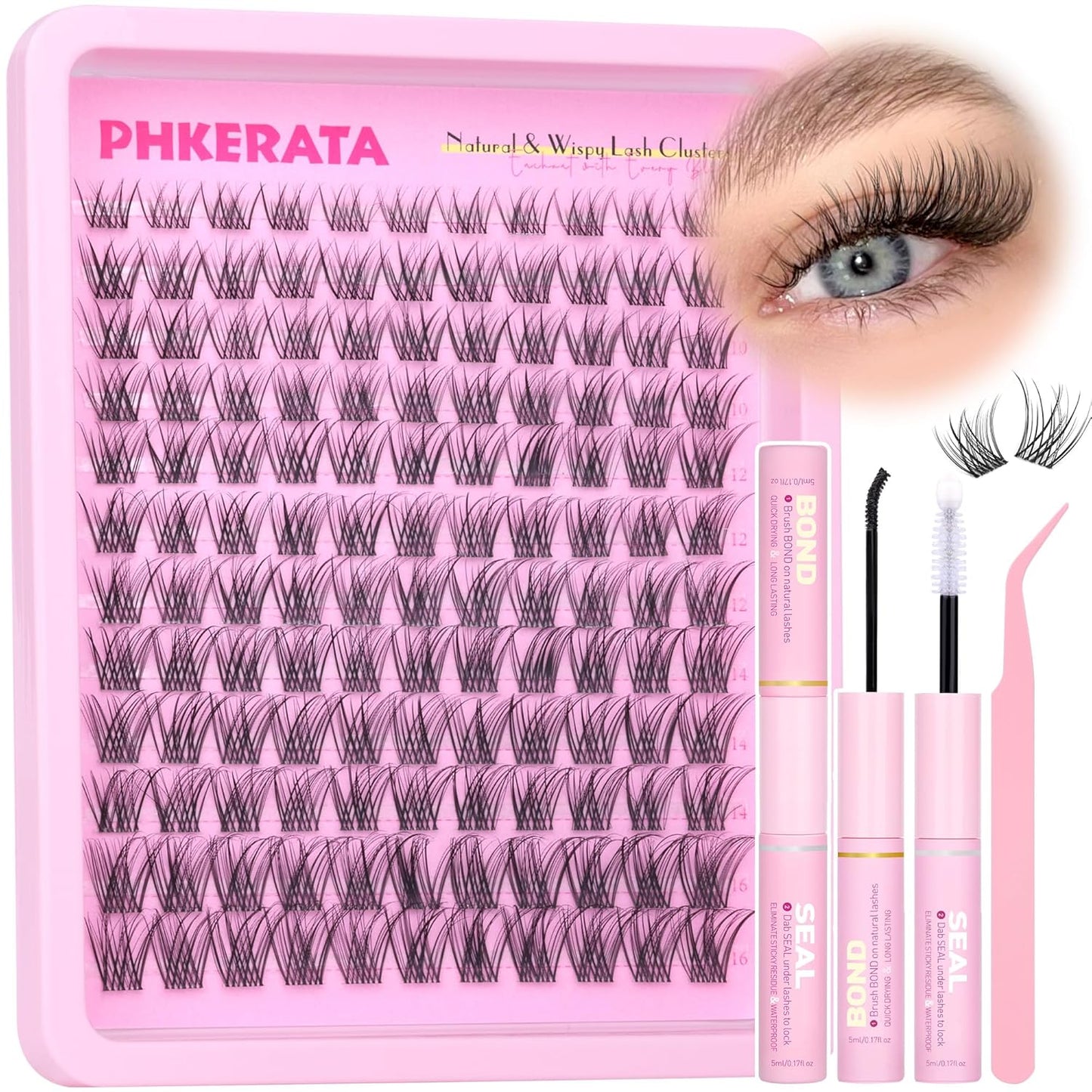Natural Lash Clusters Wispy Eyelash Clusters 110 pcs Cluster Eyelash Extensions C Curl Individual Lashes 10-16 mm Mix Length Natural Look Lashes Clusters with Thin Lash Band