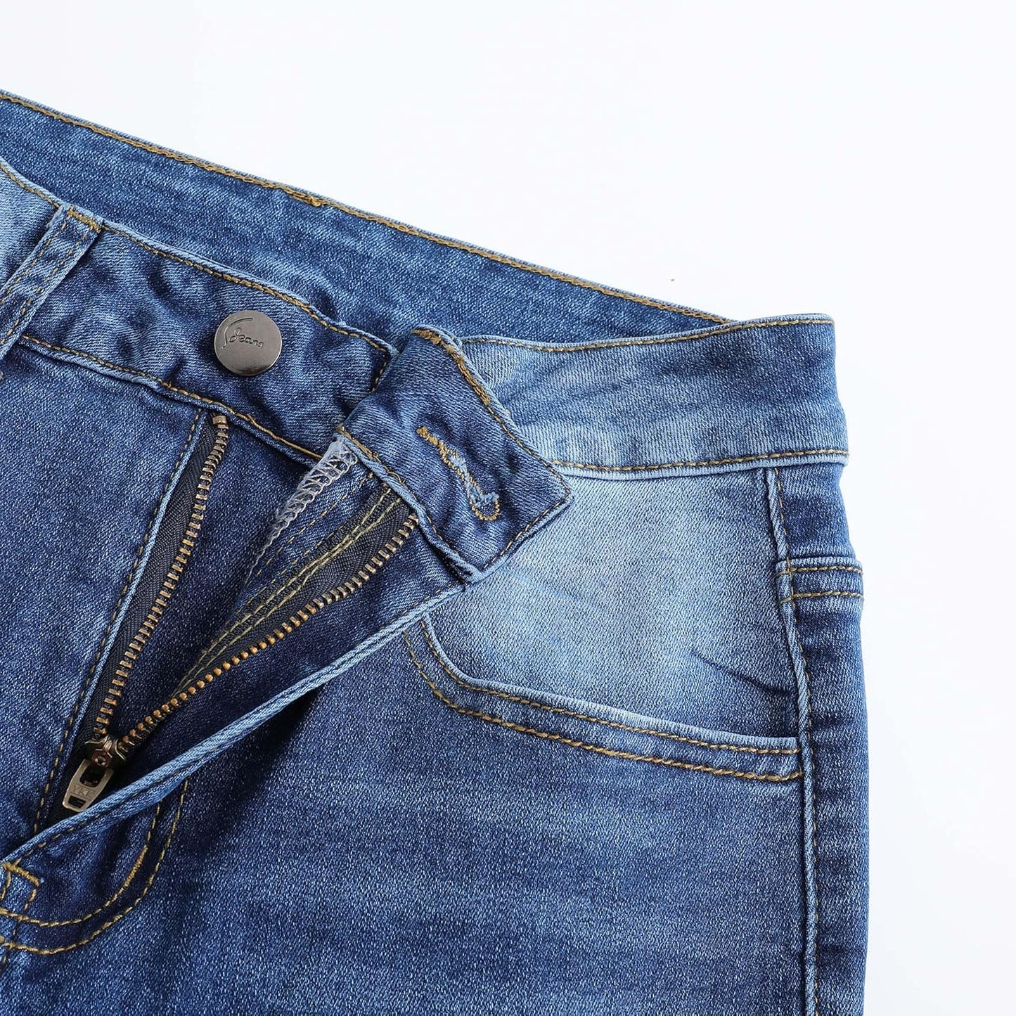 THUNDER STAR Womens High Waisted Wide Leg Jeans Stretchy Distressed Denim Pants