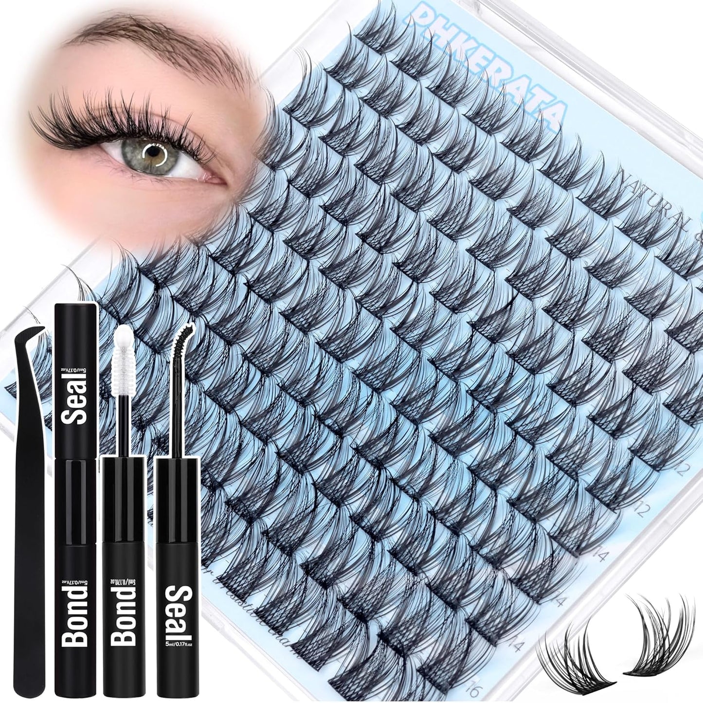 Natural Lash Clusters Wispy Eyelash Clusters 110 pcs Cluster Eyelash Extensions C Curl Individual Lashes 10-16 mm Mix Length Natural Look Lashes Clusters with Thin Lash Band