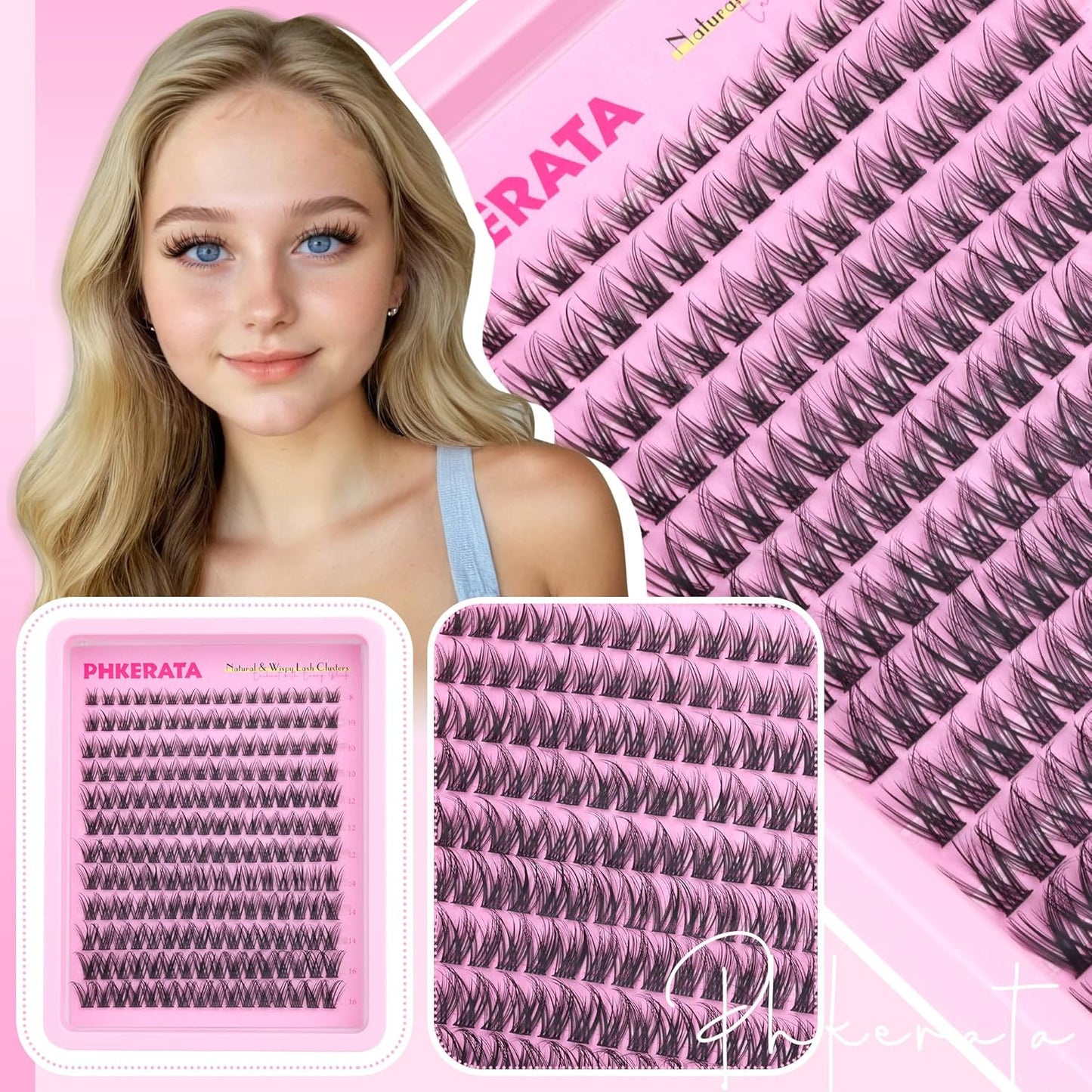 Natural Lash Clusters Wispy Eyelash Clusters 110 pcs Cluster Eyelash Extensions C Curl Individual Lashes 10-16 mm Mix Length Natural Look Lashes Clusters with Thin Lash Band
