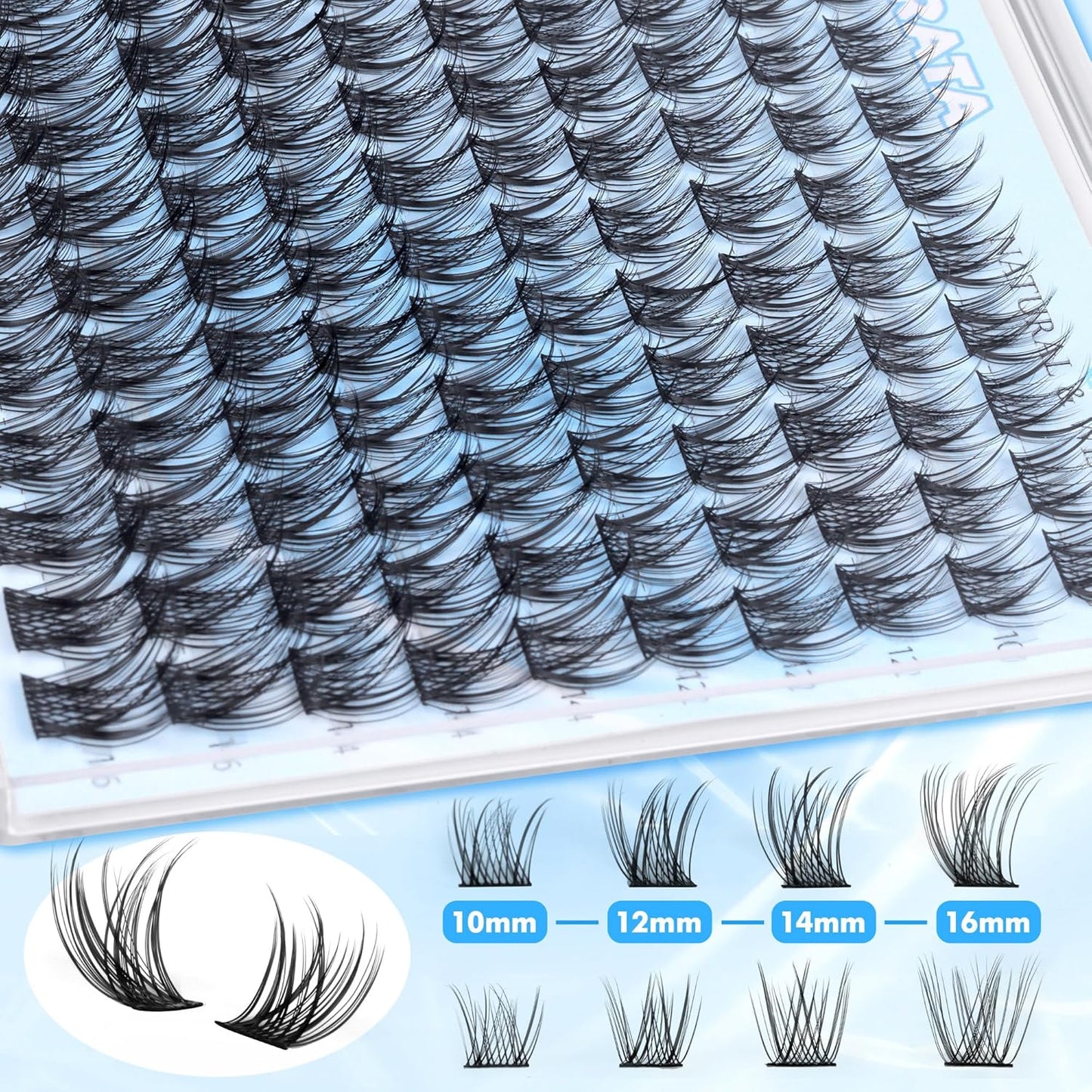 Natural Lash Clusters Wispy Eyelash Clusters 110 pcs Cluster Eyelash Extensions C Curl Individual Lashes 10-16 mm Mix Length Natural Look Lashes Clusters with Thin Lash Band