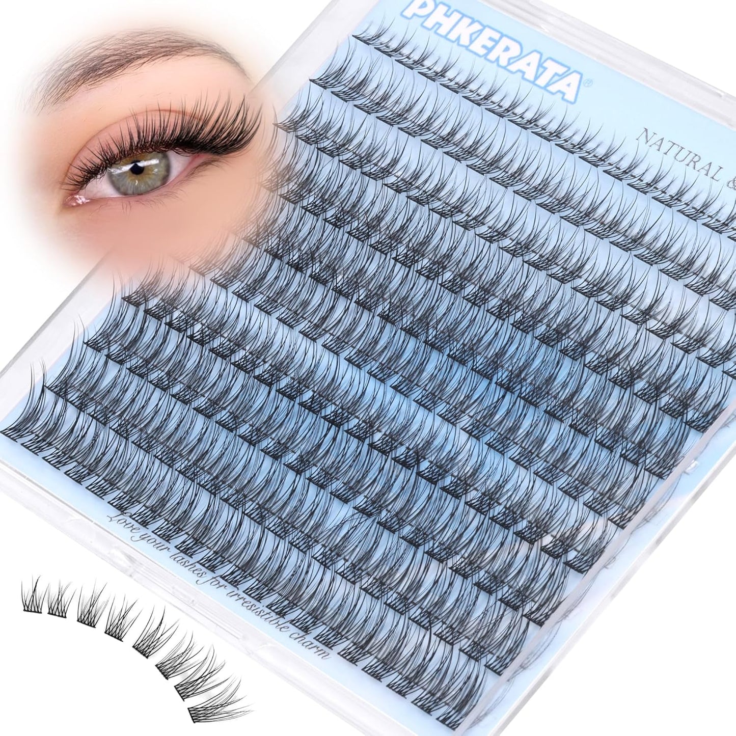 Natural Lash Clusters Wispy Eyelash Clusters 110 pcs Cluster Eyelash Extensions C Curl Individual Lashes 10-16 mm Mix Length Natural Look Lashes Clusters with Thin Lash Band