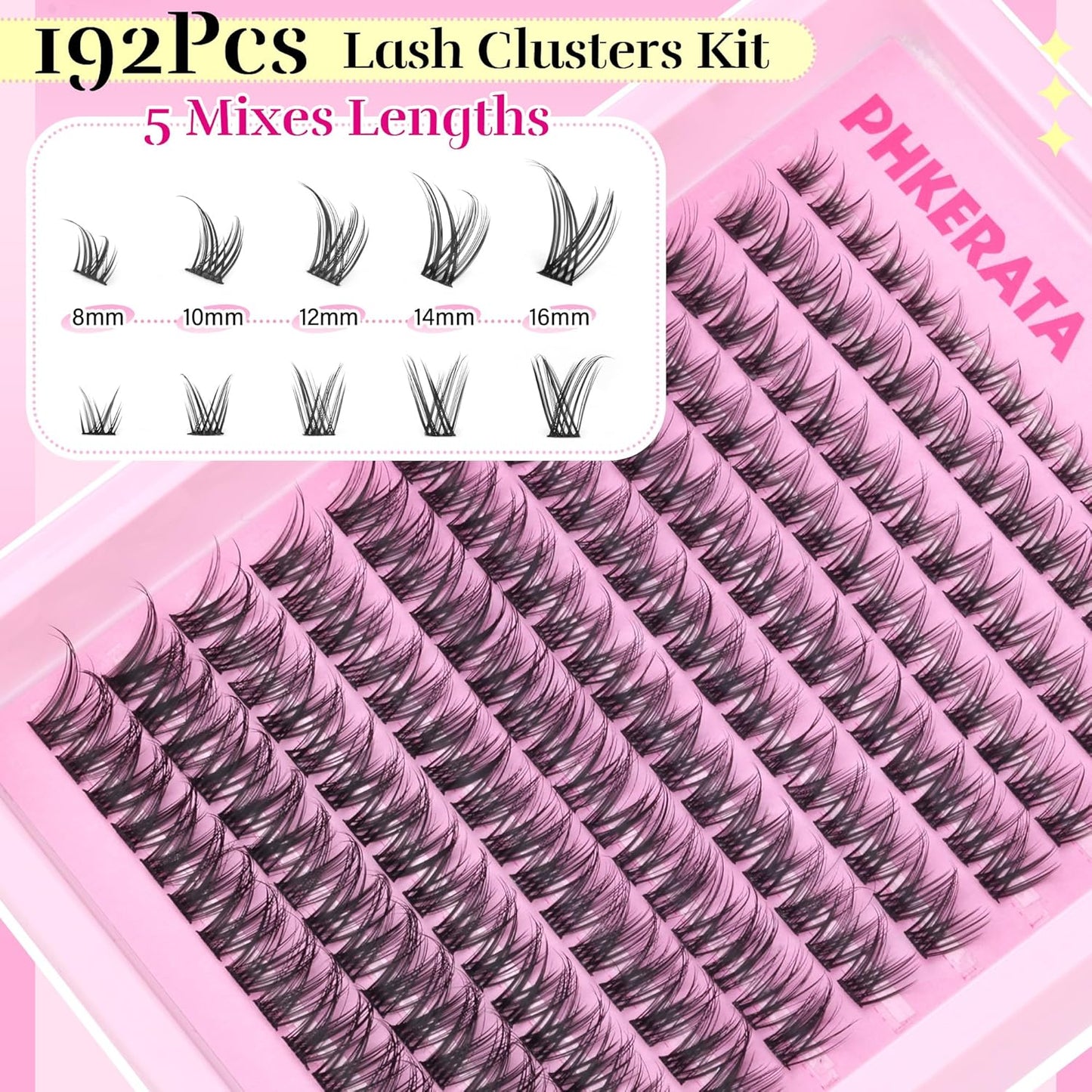 Natural Lash Clusters Wispy Eyelash Clusters 110 pcs Cluster Eyelash Extensions C Curl Individual Lashes 10-16 mm Mix Length Natural Look Lashes Clusters with Thin Lash Band