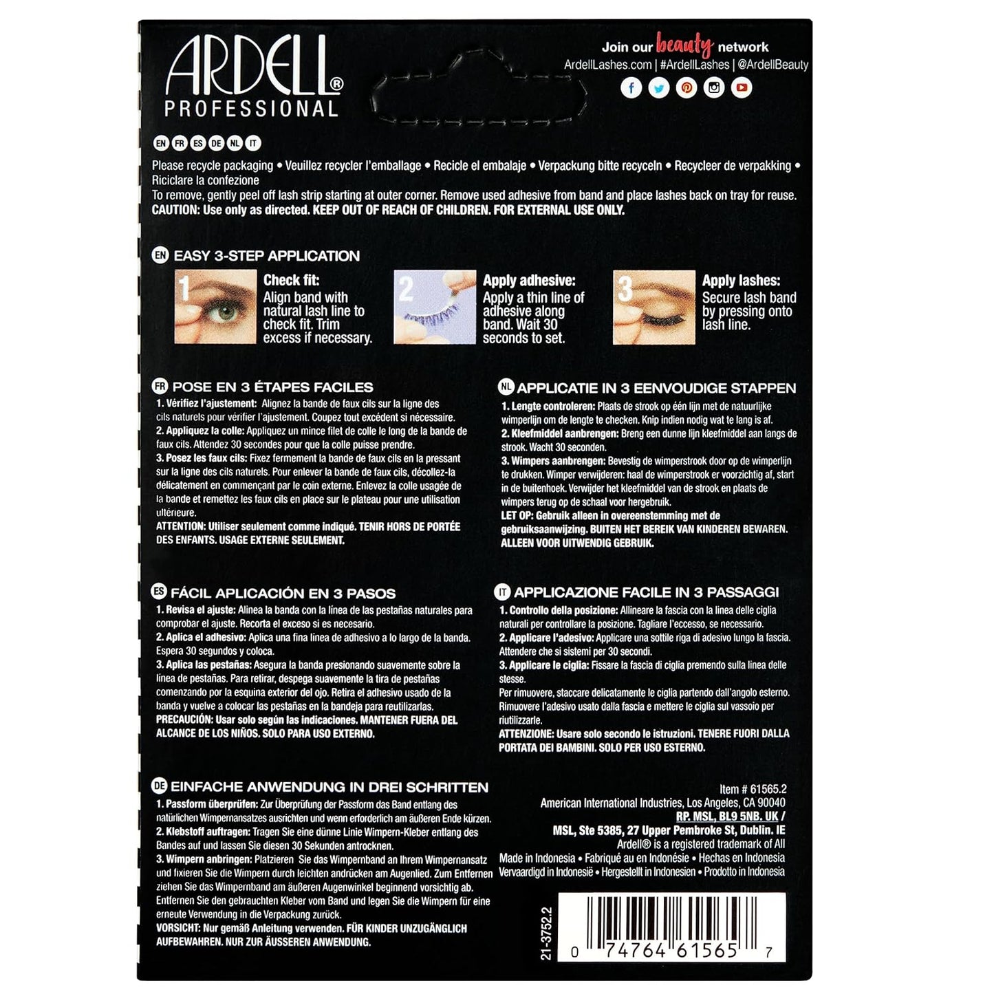 Ardell Demi Wispies - Black, The Original Feathered Lash with Invisiband, 6 pairs, 1-pack