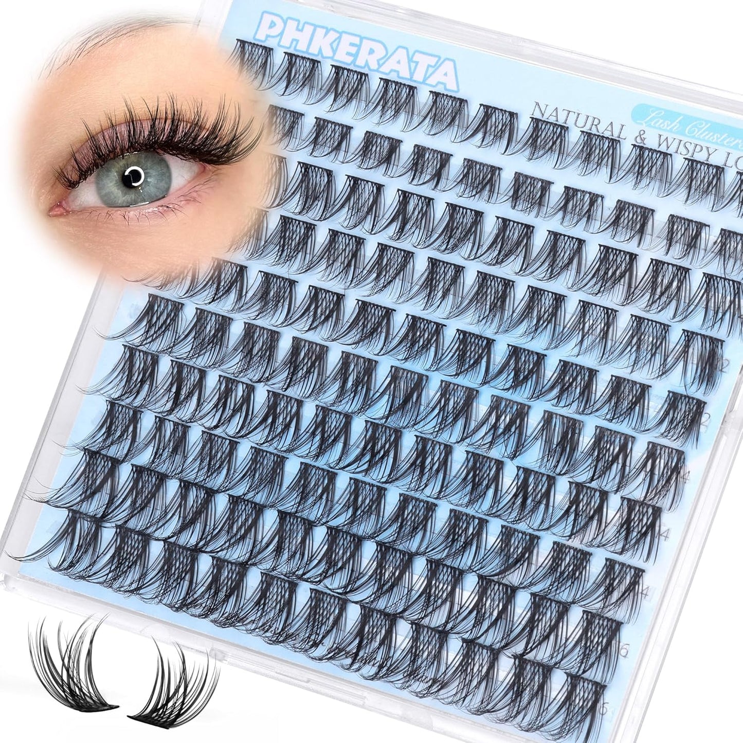 Natural Lash Clusters Wispy Eyelash Clusters 110 pcs Cluster Eyelash Extensions C Curl Individual Lashes 10-16 mm Mix Length Natural Look Lashes Clusters with Thin Lash Band