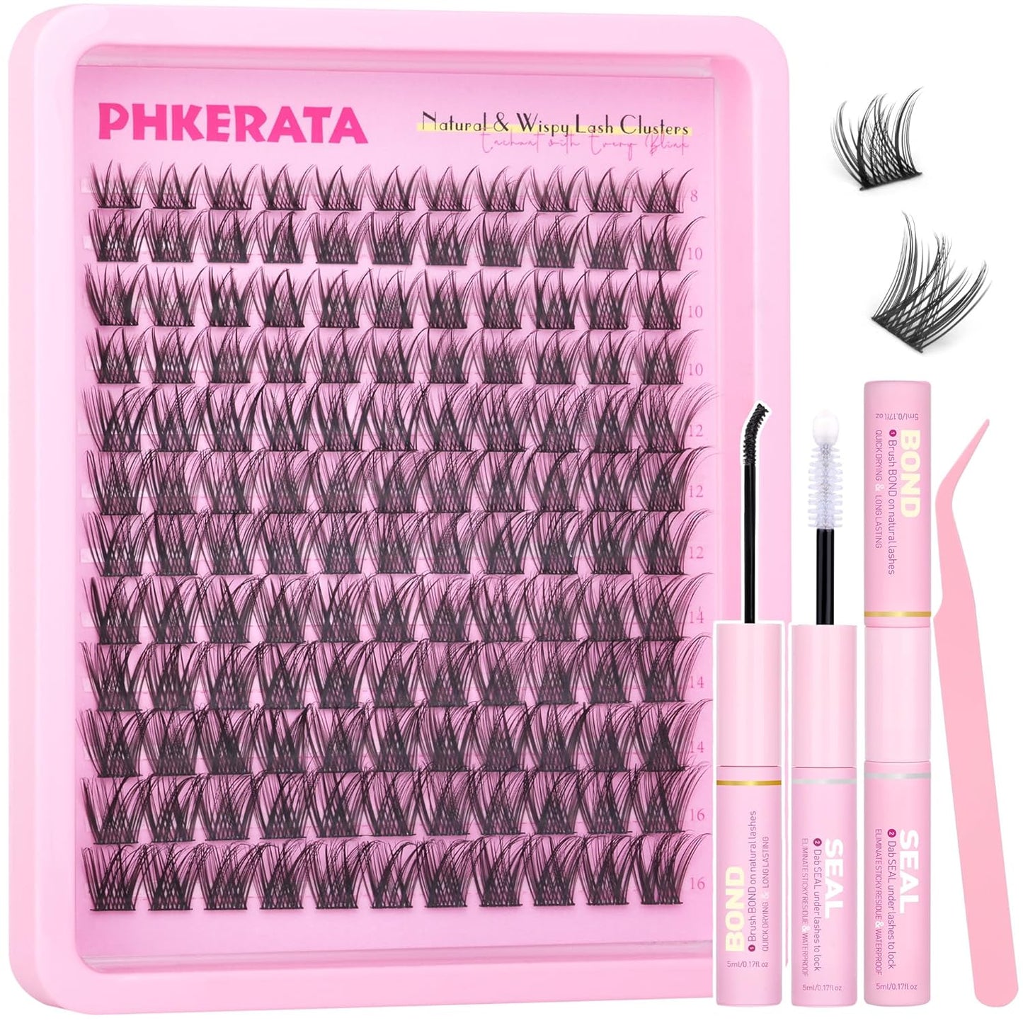 Natural Lash Clusters Wispy Eyelash Clusters 110 pcs Cluster Eyelash Extensions C Curl Individual Lashes 10-16 mm Mix Length Natural Look Lashes Clusters with Thin Lash Band
