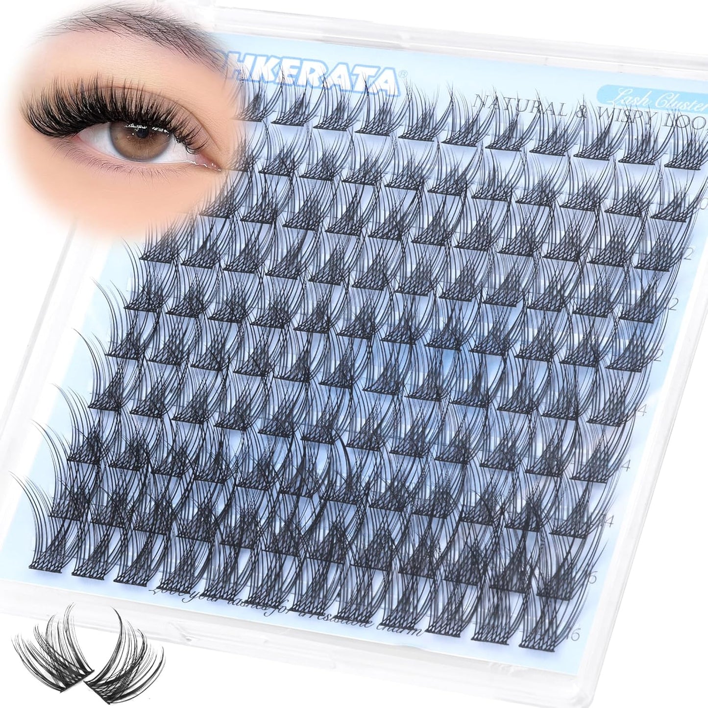 Natural Lash Clusters Wispy Eyelash Clusters 110 pcs Cluster Eyelash Extensions C Curl Individual Lashes 10-16 mm Mix Length Natural Look Lashes Clusters with Thin Lash Band